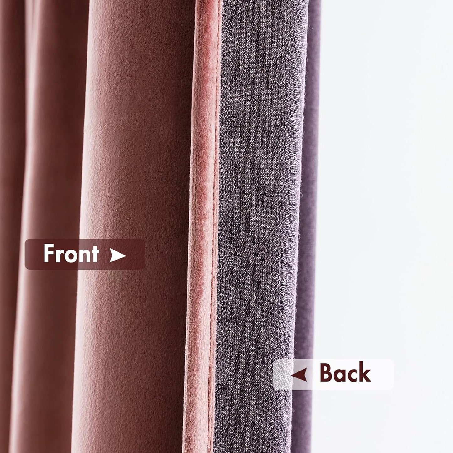 MIULEE Dusty Rose Pink Velvet Curtains Thermal Insulated Blackout Curtain Drapes for Bedroom Living Room Darkening 96 Inches Long Curtains Panels Rod Pocket Set of 2