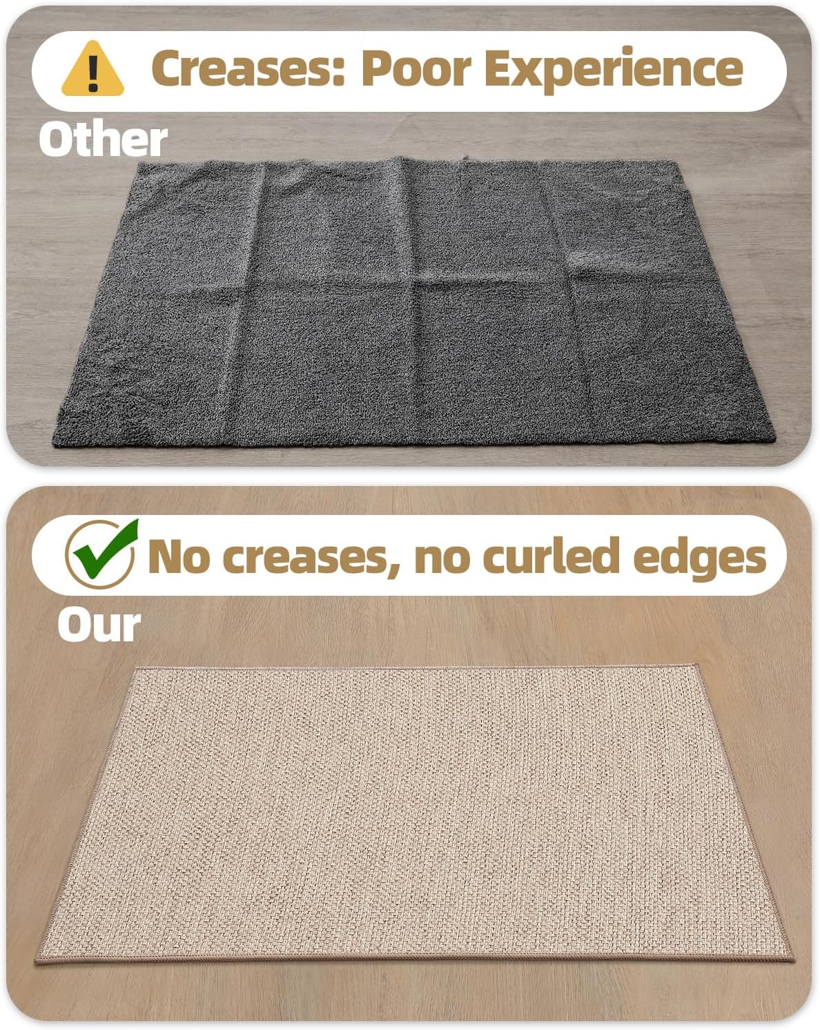 Color&Geometry Front Door Mat Indoor 26"x47", Ultra Non Slip Rubber Backed Dirt Trapper, Low Profile Thin washable, Easy Clean Entry Entryway Rug Door Mat Indoor Entrance, Khaki (Rolled-up NO Creases)