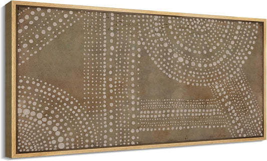 MUDECOR Extra Large Framed Canvas Print Wall Art Abstract Dot Matrix Canvas Art in Earth Tones Antique Retro Fine Art Illustrations Decorative Colorful for Bedroom - 60"x30"