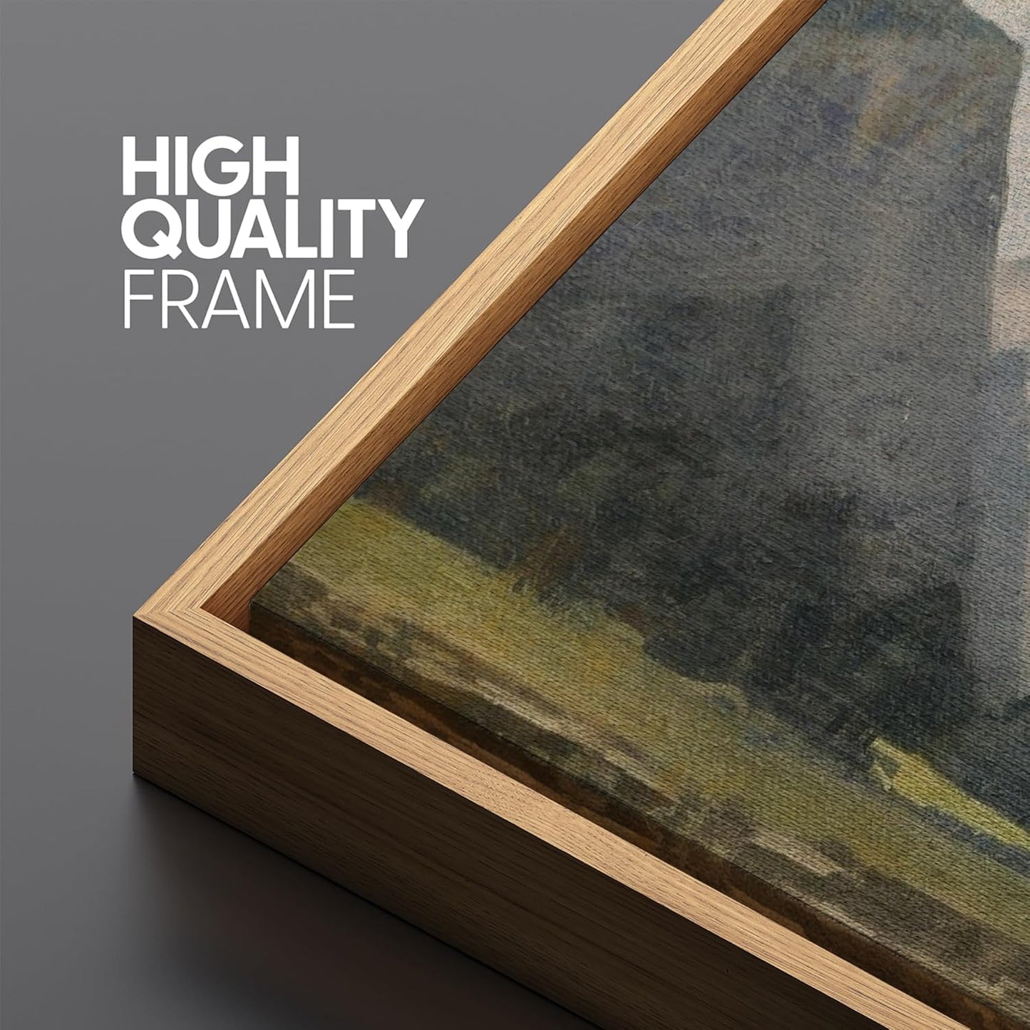 MUDECOR Large Framed Canvas Print Wall Art Pastoral Beauty Classic Mountainous Landscape Illustrations Antique Retro Fine Art Illustrations Decorative Colorful for Bedroom - 60"x20"