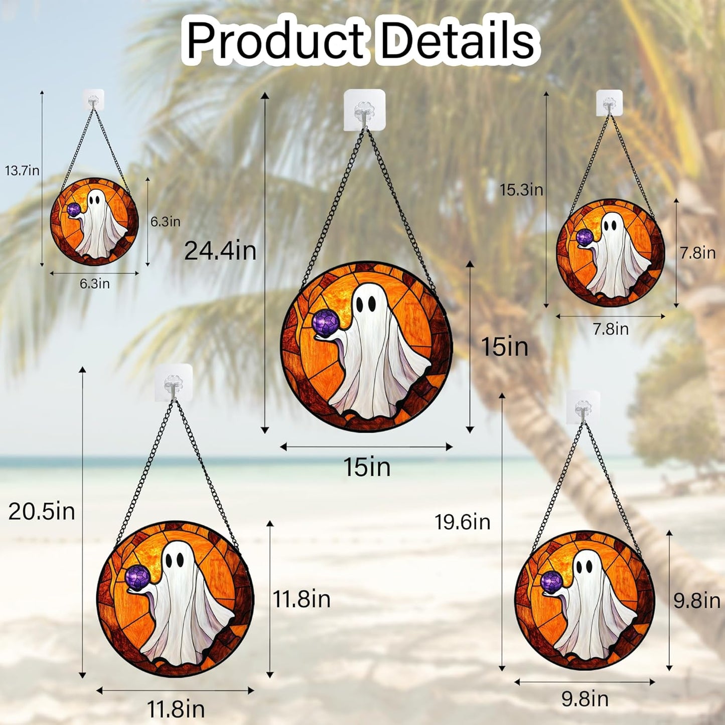 Stained Glass Window Hanging - Halloween Decorations Ghosts Vampire Suncatcher for Doors Garden Indoor Funny Spooky Sun Catchers Gothic Decor Horror Gifts for Women Men Friend 9.8 in