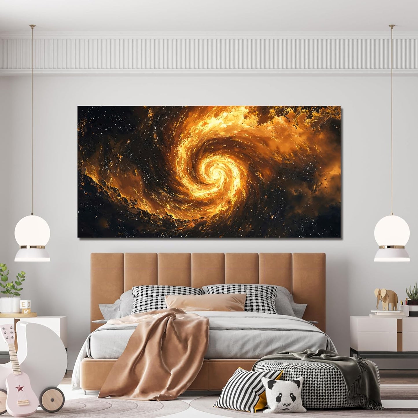 Canvas Wall Art Decor Black And Gold Modern Abstract Oversized Wall Art Decor For Living Room Galaxy Vortex Modern Abstract Aesthetic Wall Art Canvas Prints For Bedroom Office Wall Decor 29" X 58"