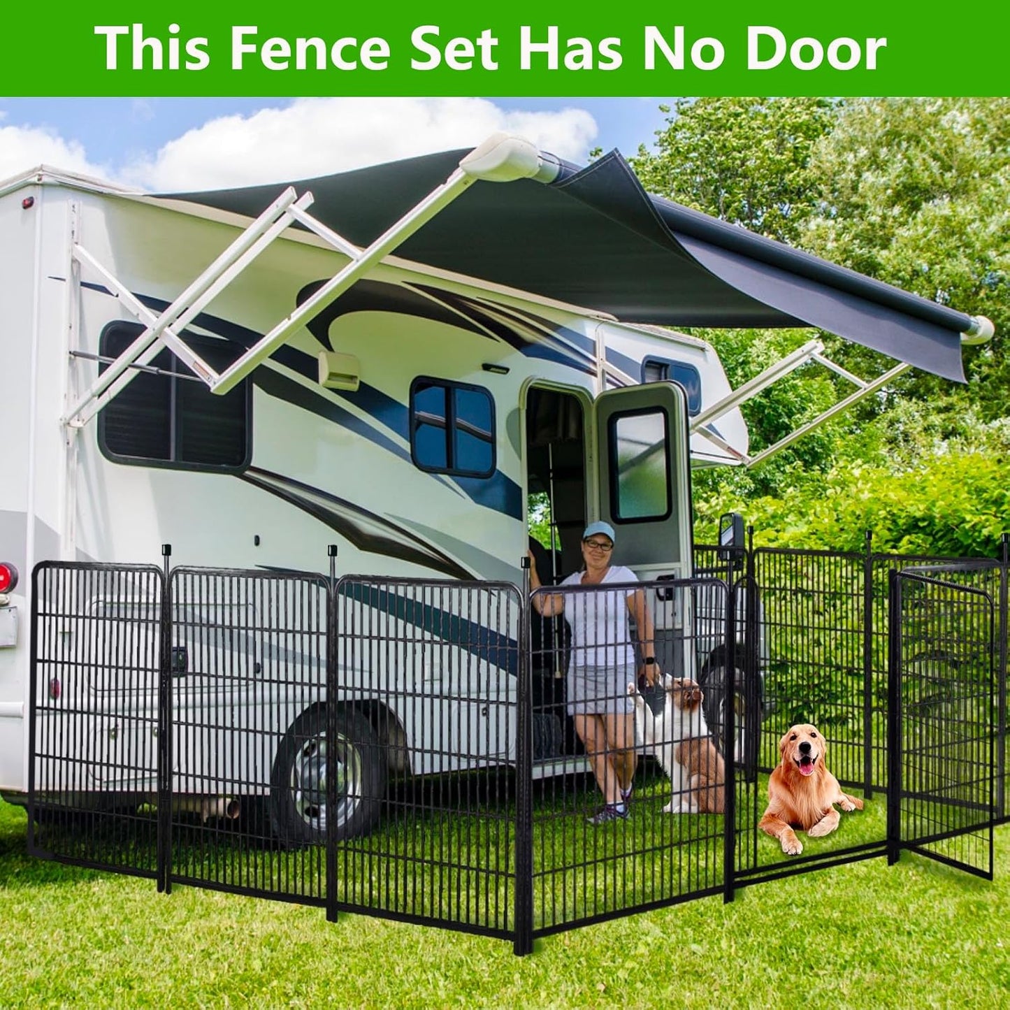 40in(H) Doorless Fence for Garden 14 Panels， 31.2 Ft(L) Barrier, Outdoor Garden Protection for Dogs Low Threshold,Indoor Fence Without Gate
