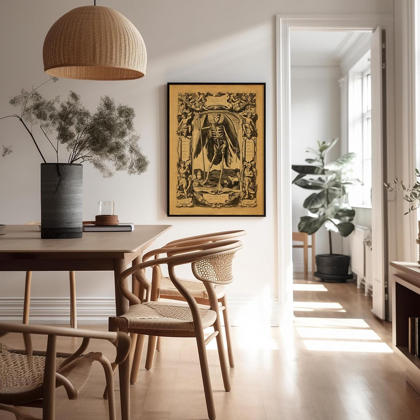 Poster Master Vintage Medieval Poster - Retro Gothic Print - Gift for Artist, Friend - Angel of Death, Memento Mori, Life, Skeleton, Dark - Wall Decor for Home, Living Room, 18x24 Unframed Wall Art