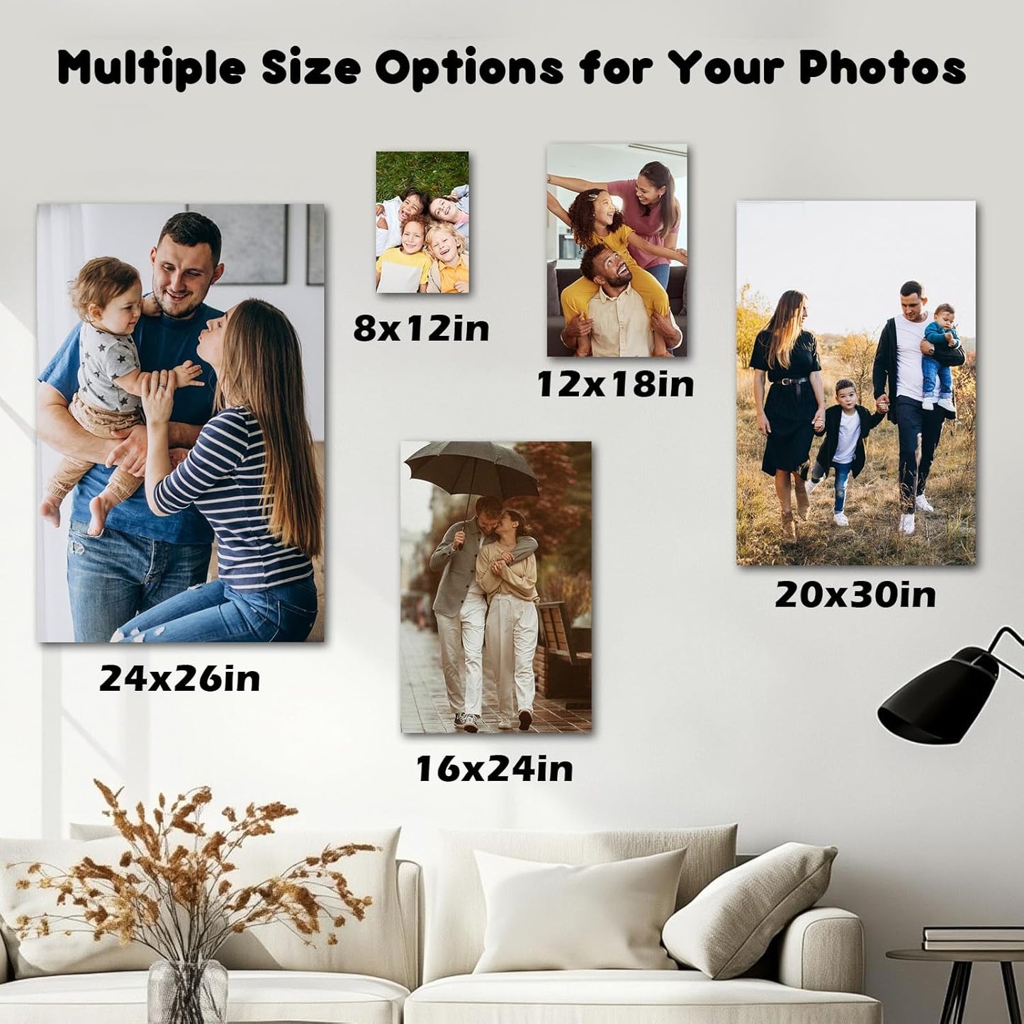 Canvas Prints With Your Photos, Custom Poster On Canvas Customized Canvas Prints with Your Photos Gift for Living Room, Bedroom, Friend，Lover, Wedding Pet Baby Family Photo Framed Wall Art 8×12