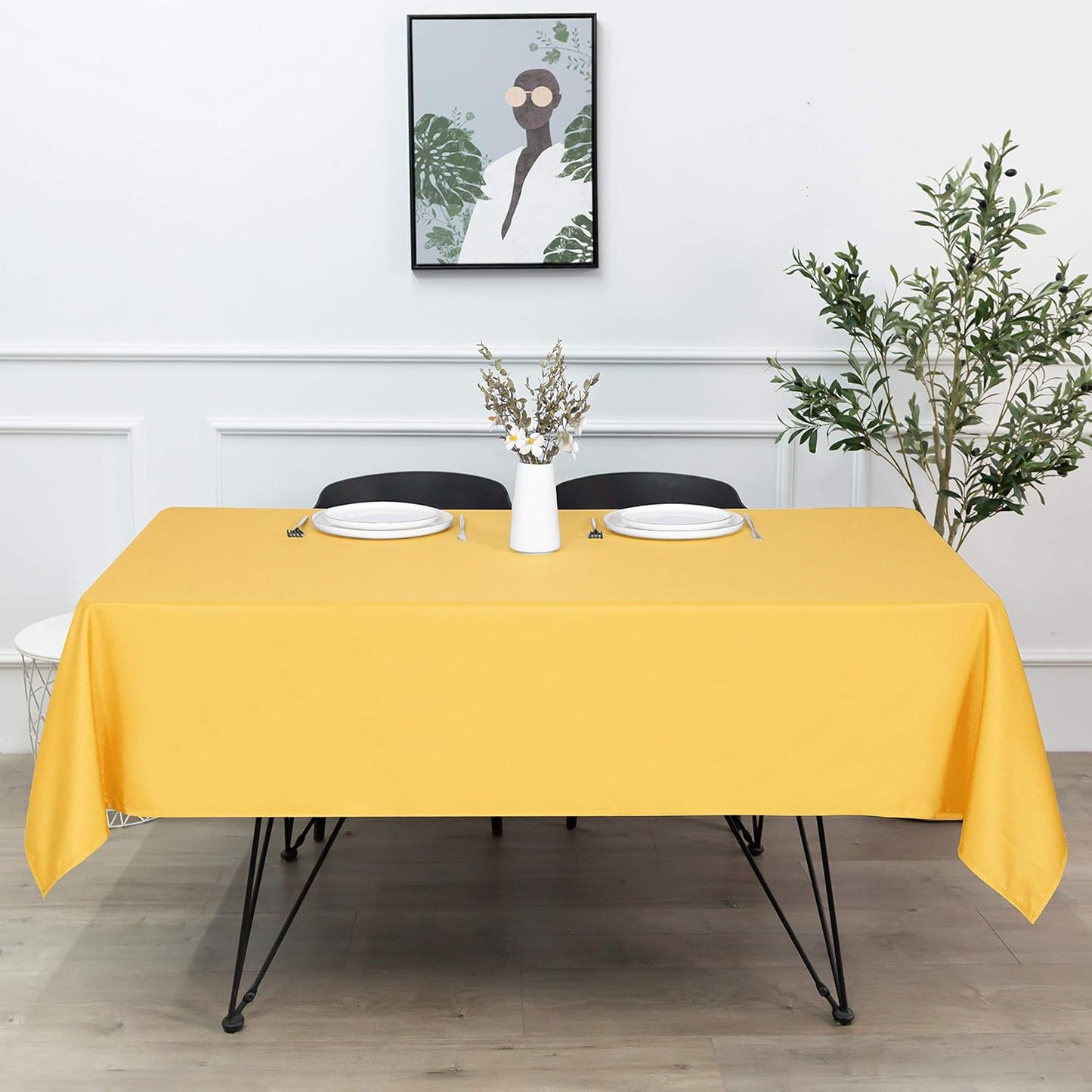 sancua Square Tablecloth - 54 x 54 Inch - Stain and Wrinkle Resistant Washable Polyester Table Cloth, Decorative Fabric Table Cover for Dining Tables, Buffet Parties and Camping, Yellow