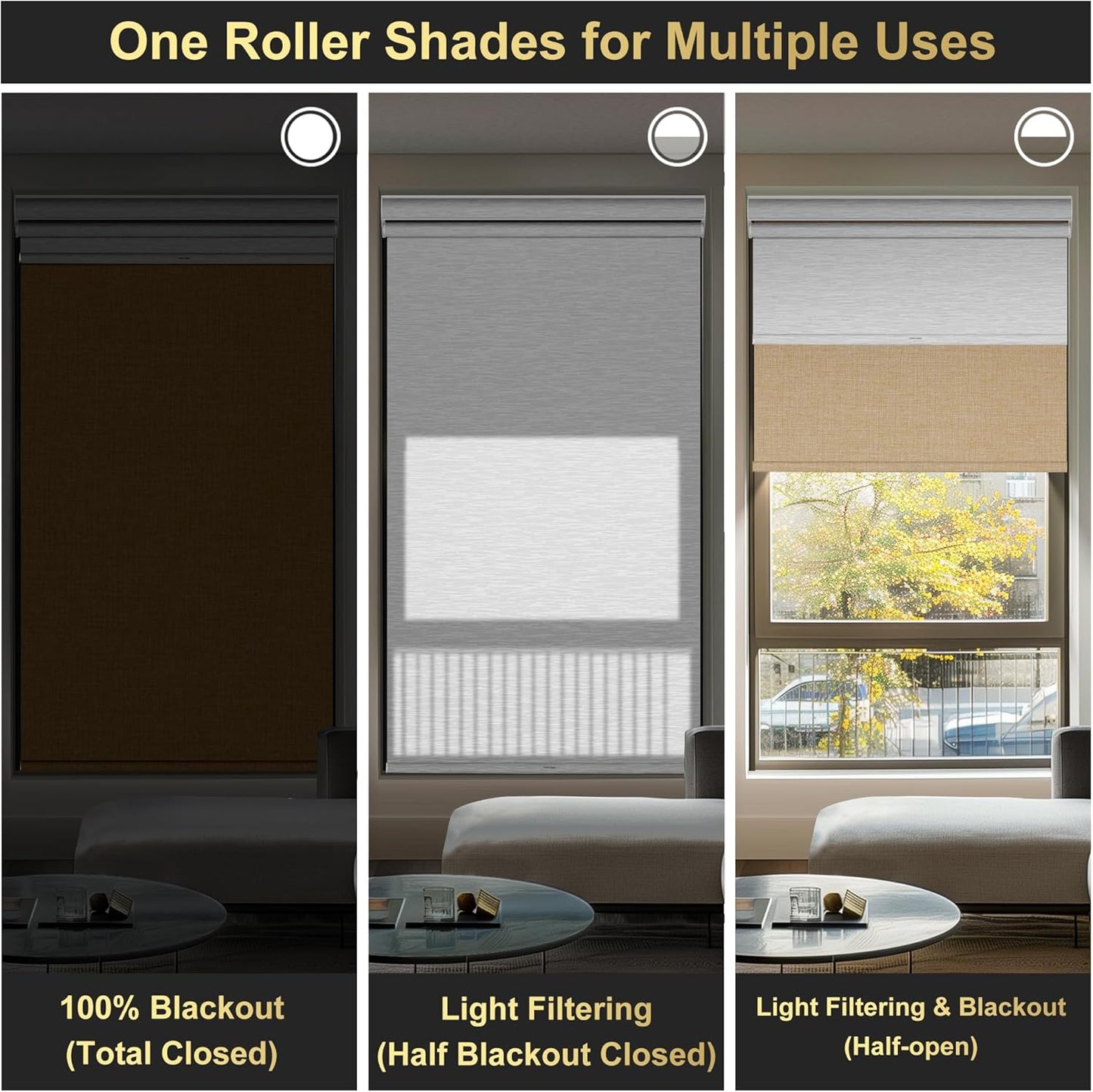 BERISSA Cordless Dual Roller Shades with Cassette Valance, Blackout & Light Filtering, Day & Night Shades for Home Office/Door. Linen Beige & White. 38W x 72"H