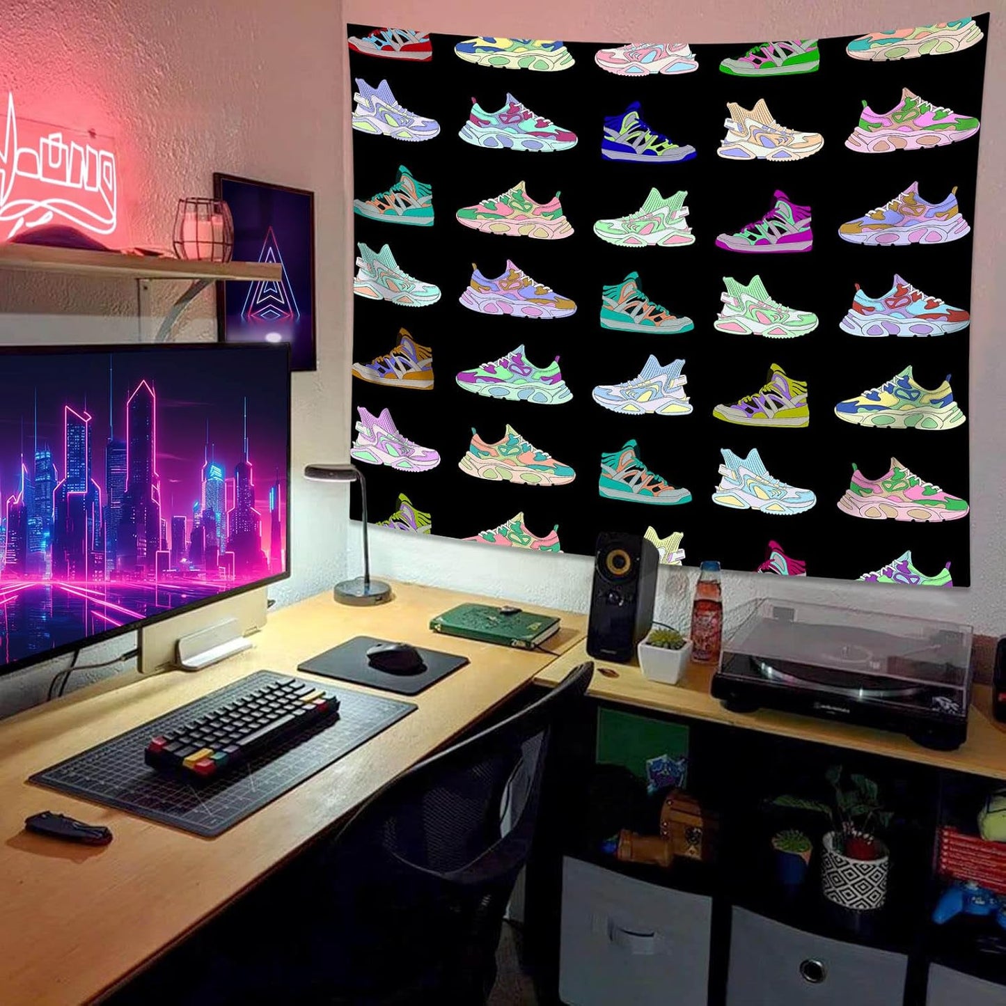 dueeia Sneaker Tapestry Wall Hanging Basketball Shoes Sports tapestries for Teen Boys Mens Bedroom Aesthetic Living Room Dorm Wall Decor (59.1"x78.7")