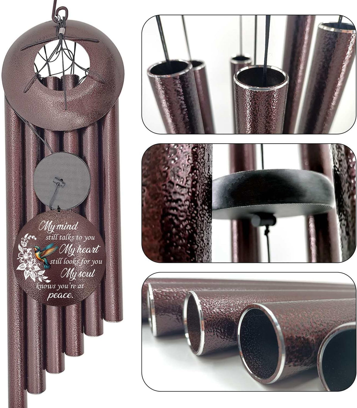 ASTARIN 36" Large Deep Tone Personalized Sympathy Wind Chimes, Memorial Wind Chime for Loss of Mother Father Loved One, Bereavement Gifts Decor Outdoor Patio Garden Graveyard