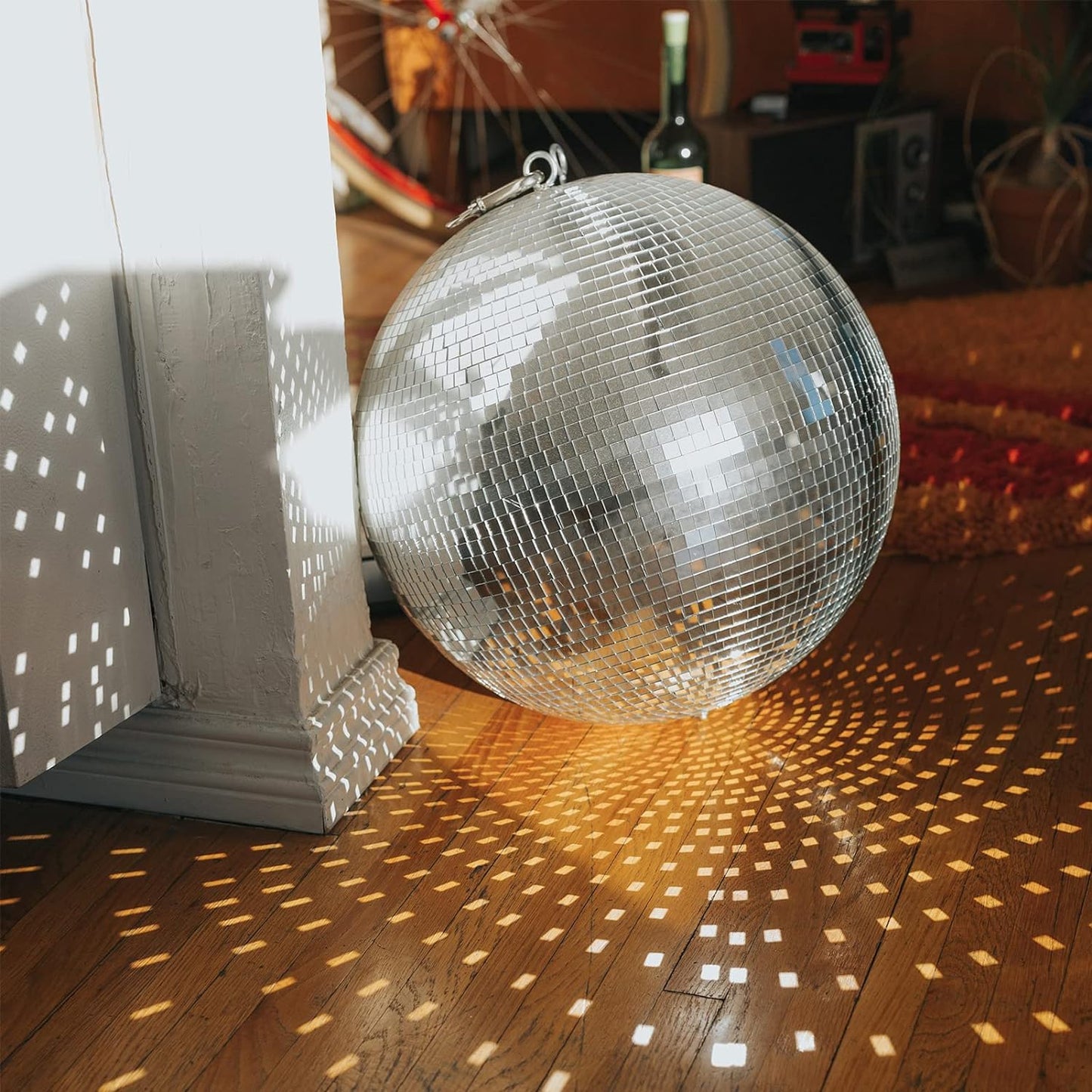 Art3dwallpanels 18 Pack Self-Adhesive Glass Mirror Mosaic Tiles 7092 Pieces Small Square Mirror Tiles Sticker for DIY Craft Decoration, Disco Ball Silver