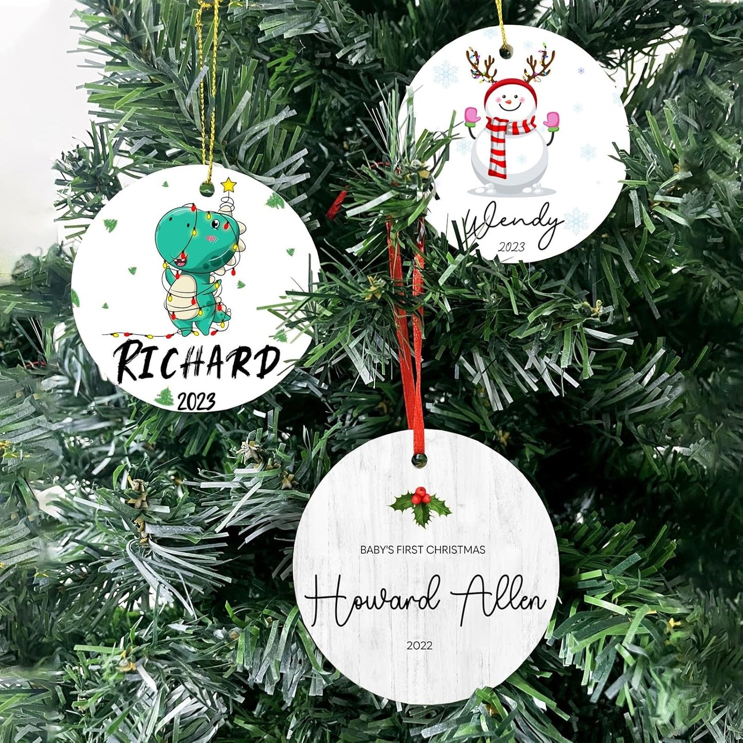 Personalized Christmas Ornaments,Double-Sided Ceramics Picture & Photo Custom Baby Ornament,Baby First Ornament 2025,Customized Hanging Xmas Ornaments