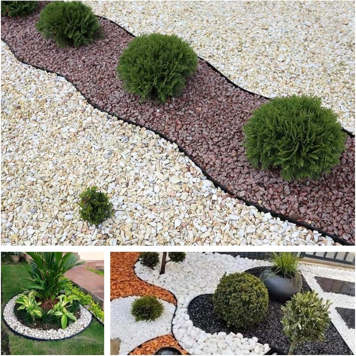 No Dig Durable Garden Landscape Edging Kit, 2" Tall Black Plastic Lawn Border for Landscaping, Flower Gardens, Lawn (100FT+ 120pcs Anchoring Spikes, Black)