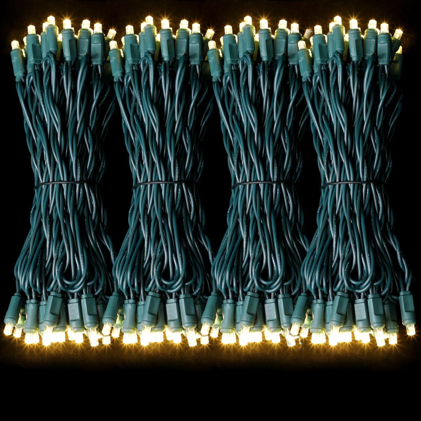 200LED (4pk of 50L) String Lights,Twinkle, LED Christmas Lights, 6" SPACING,Green Wire,Warm White