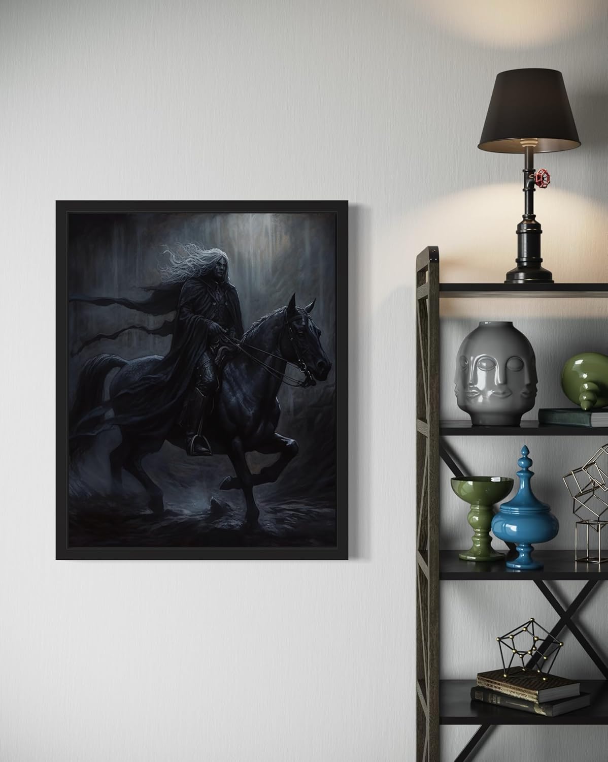 Black Dark Knight Poster Art Print, Halloween Scary Vintage Wall Art Academia Spooky Painting Decoration for Horror Prints, Gothic Posters Bedroom Decor 89 (Black Dark Knight, 8 x 10 inches, Unframed)
