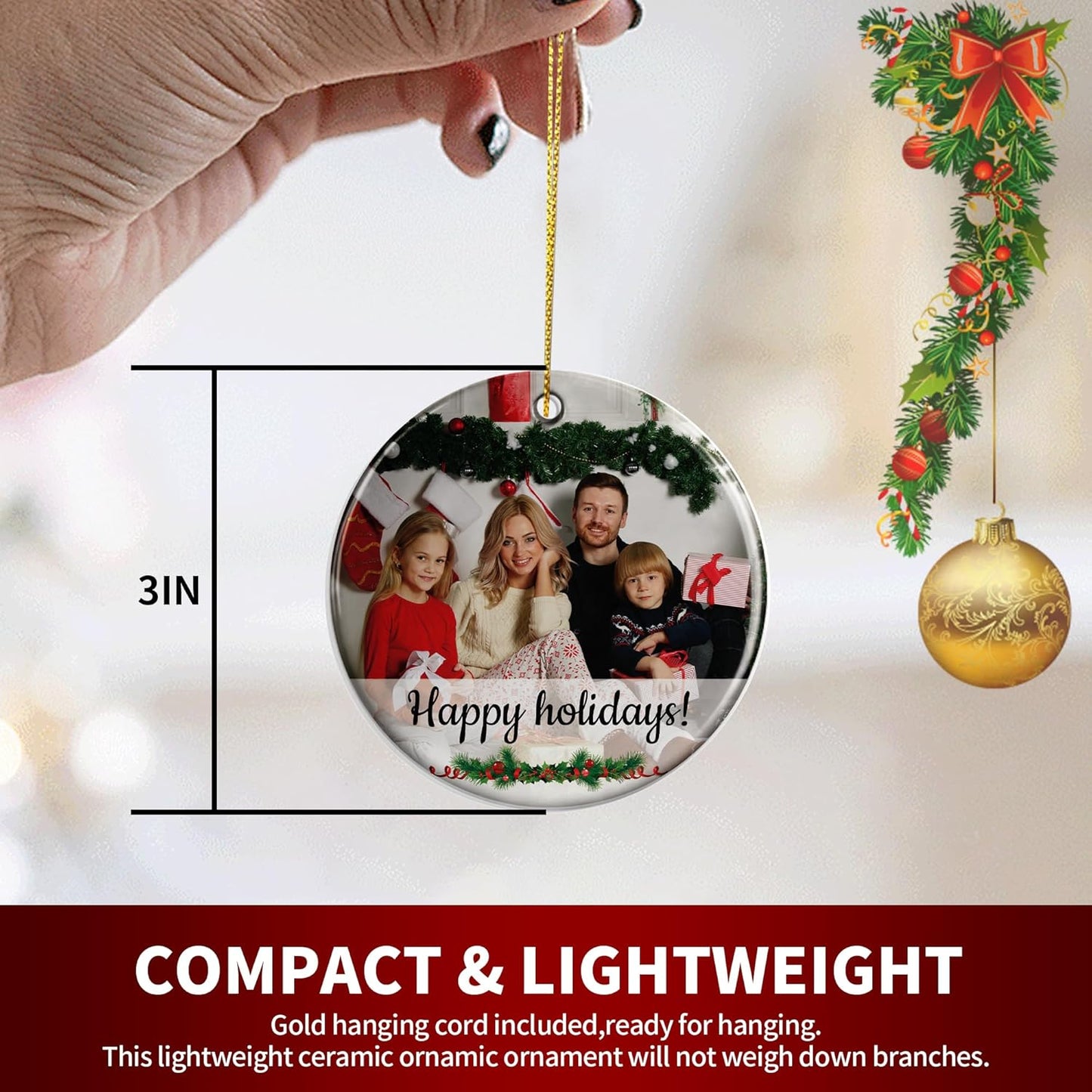 Personalized Christmas Ornaments, Custom Photo & Text 2025 Christmas Tree Ornament, Ideal for Xmas Decorations, Baby Showers, Weddings, Birthdays, Gifts for Mom, Dad, Kids, Pets, Friends