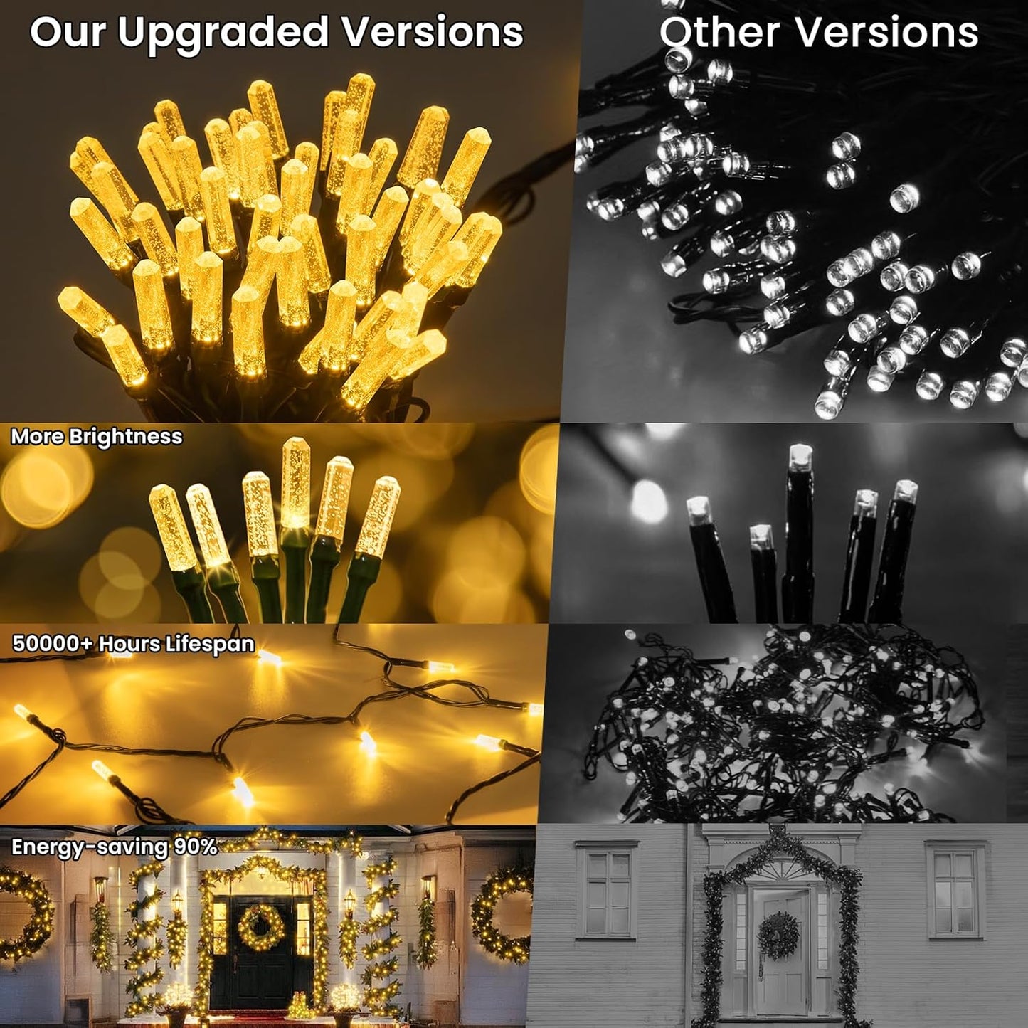 158 FT 480 LED Christmas Tree Lights, String Lights Green Wire with 8 Modes, Timer and Memory, Plug in Outdoor Waterproof Twinkle Lights for Indoor Yard Xmas Holiday, Warm White