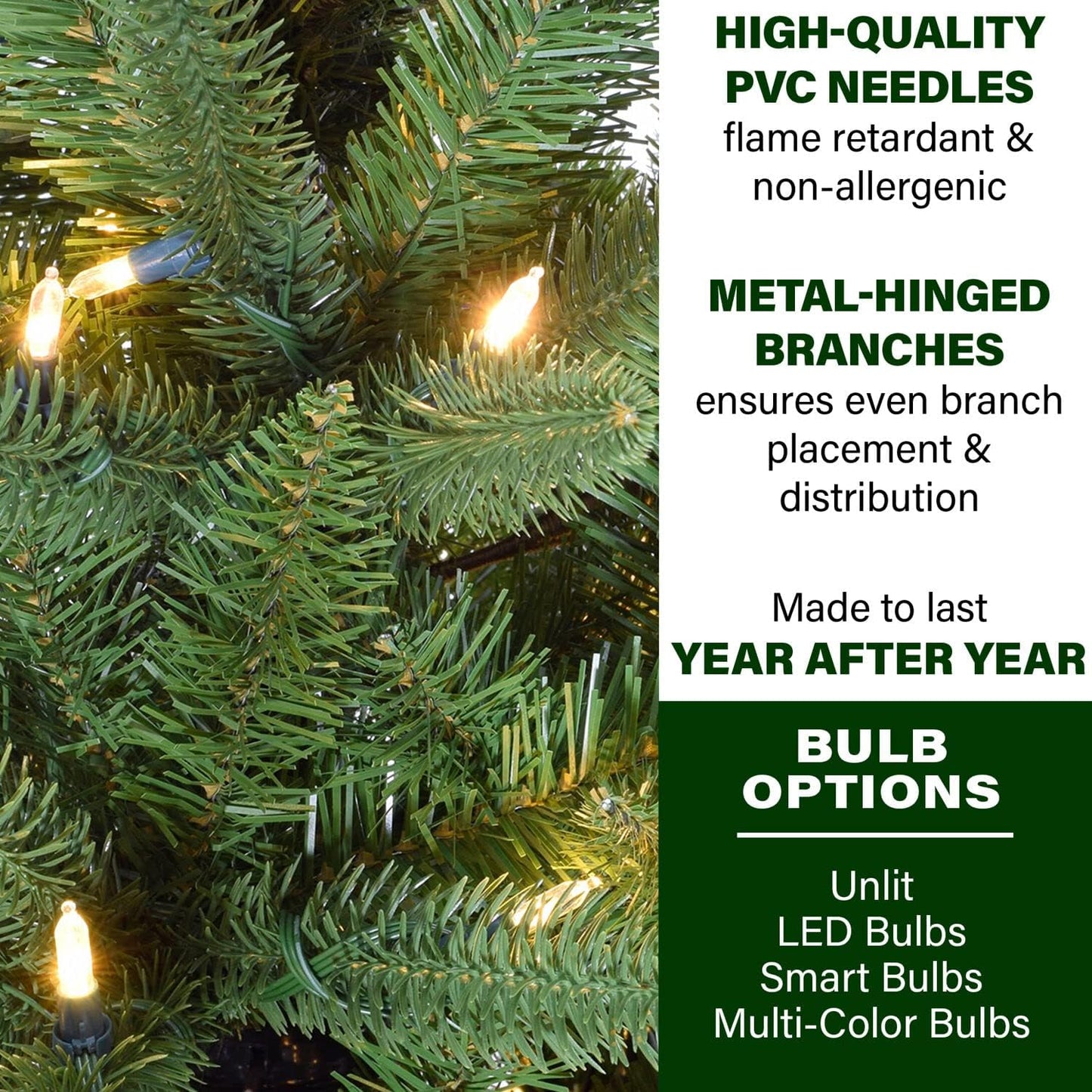 Fraser Hill Farm 9-Ft. Winter Falls Artificial Christmas Tree with Warm White LED Lights and Metal Base, Slim Holiday Tree with 8 Unique Light Functions, Perfect for Small Spaces and Apartments