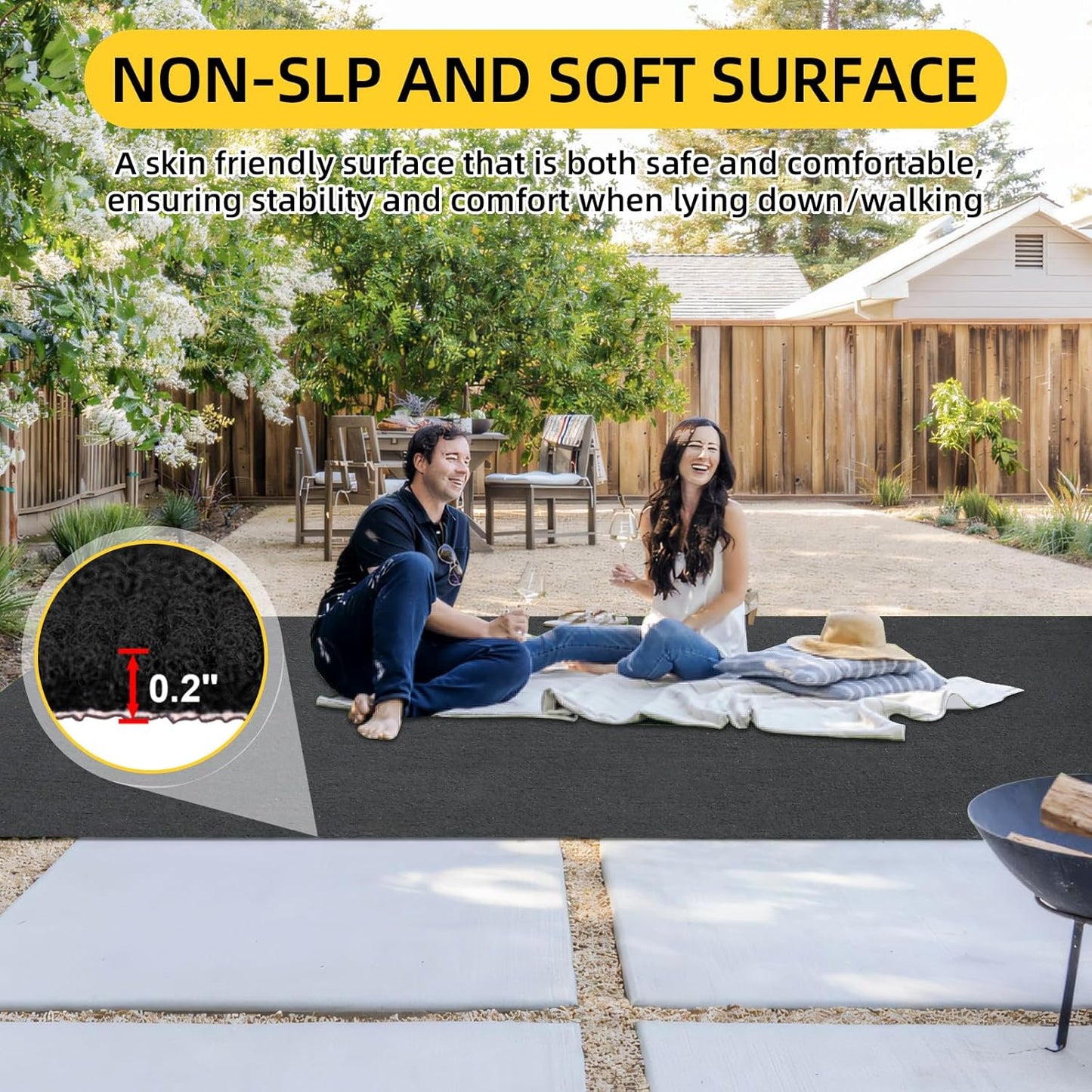 Marine Carpet, 5 FT x 15 FT Black Indoor/Outdoor Rug 0.2" Thick TPE Backed Non-Slip Boat Carpet Roll for Home, Patio, Porch, Deck