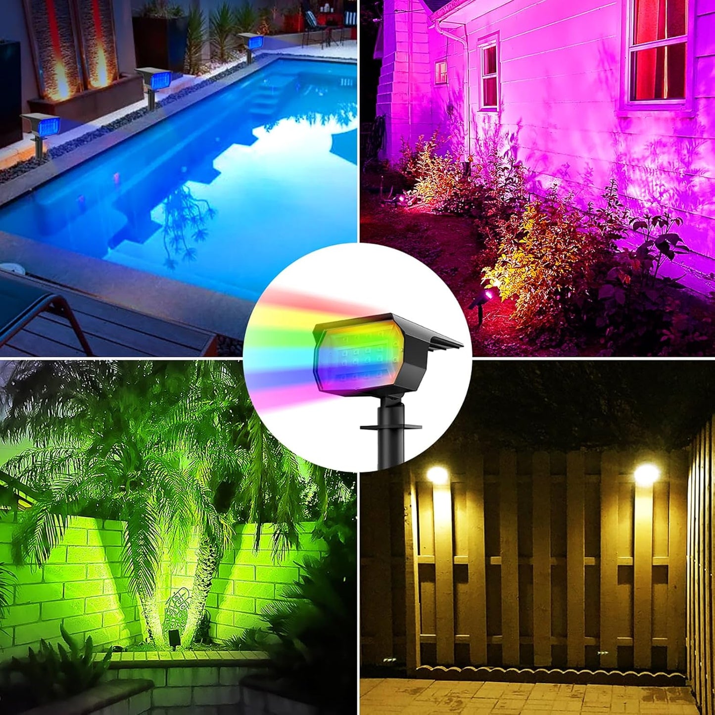 nipify Solar Spot Lights Outdoor Color Changing, 7 Modes Halloween RGB Solar Powered Waterproof Spotlight, Landscape Lighting for Outside Yard Garden Pathway