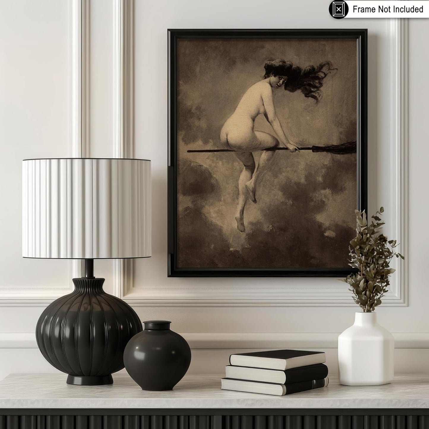 Poster Master Vintage Departure for the Sabbath Poster - Retro Naked Witch Print - Halloween Art - Gift for Men & Women - Gothic Wall Decor for Living Room, Bedroom or Dorm - 8x10 UNFRAMED Wall Art
