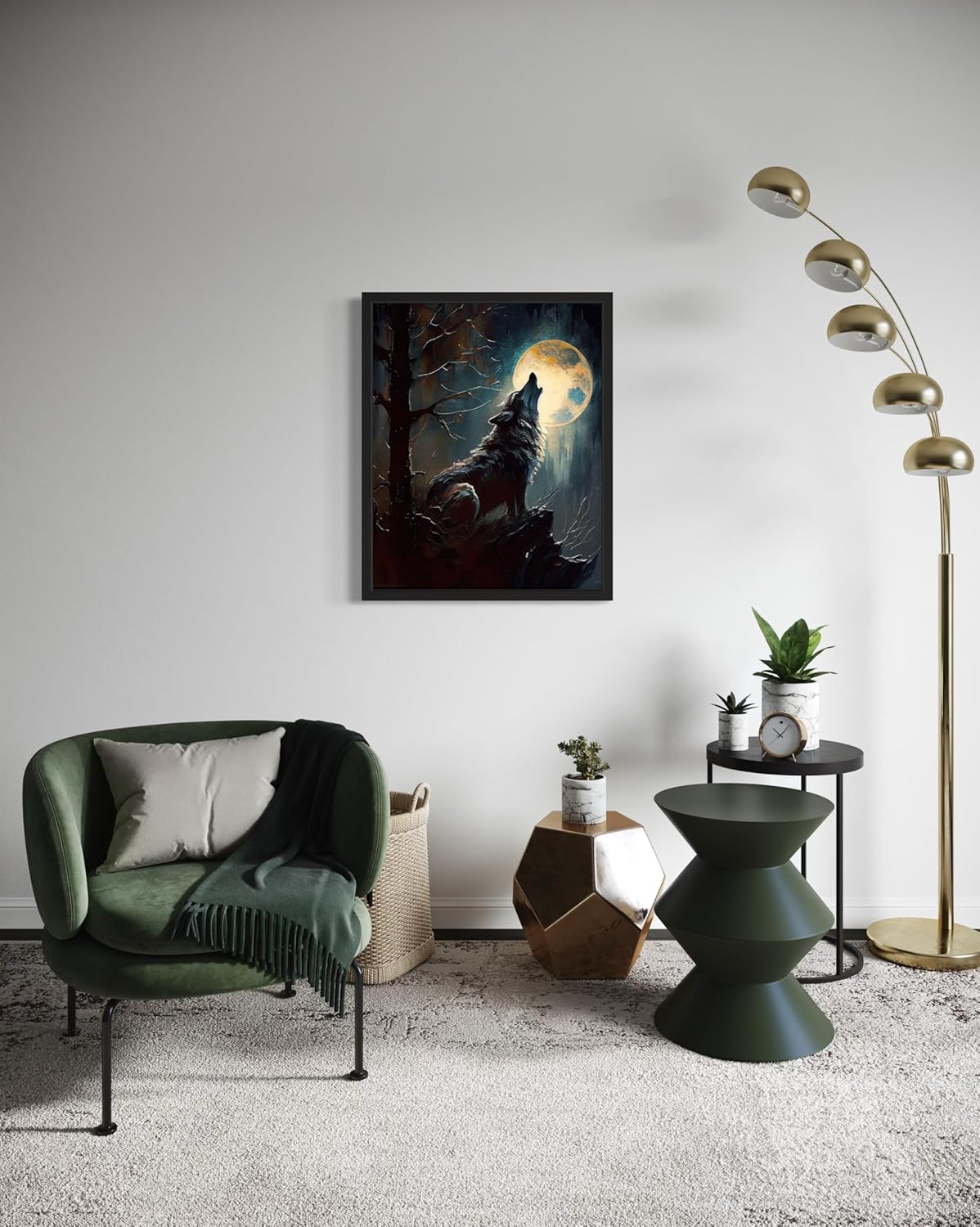 Wolf howling Poster Art Print, Halloween Scary Vintage Wall Art Academia Spooky Painting Decoration for Horror Prints, Gothic Posters Bedroom Decor 89 (Wolf howling, 8 x 10 inches, Black Frame)