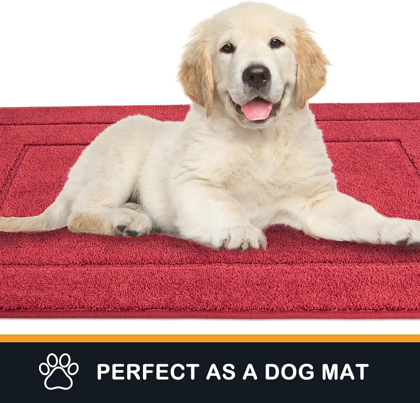PURRUGS Dirt Trapping Door Mat 32" x 47", Non-Slip/Skid Machine Washable Entryway Rug, Dog Doormat, Super Absorbent Welcome Mat for Muddy Wet Shoes and Paws, Burgundy Red