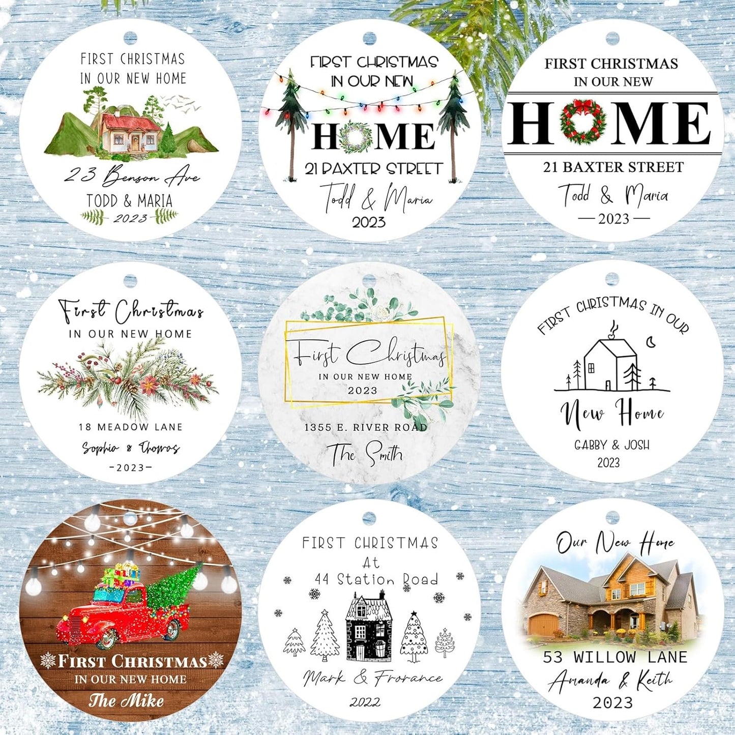 Personalized Christmas Ornaments,Double-Sided Ceramics Picture & Photo Custom New Home Ornament - First Christmas in Our New Home 2025 - First Home Ornament,Hanging Customized Xmas Ornaments