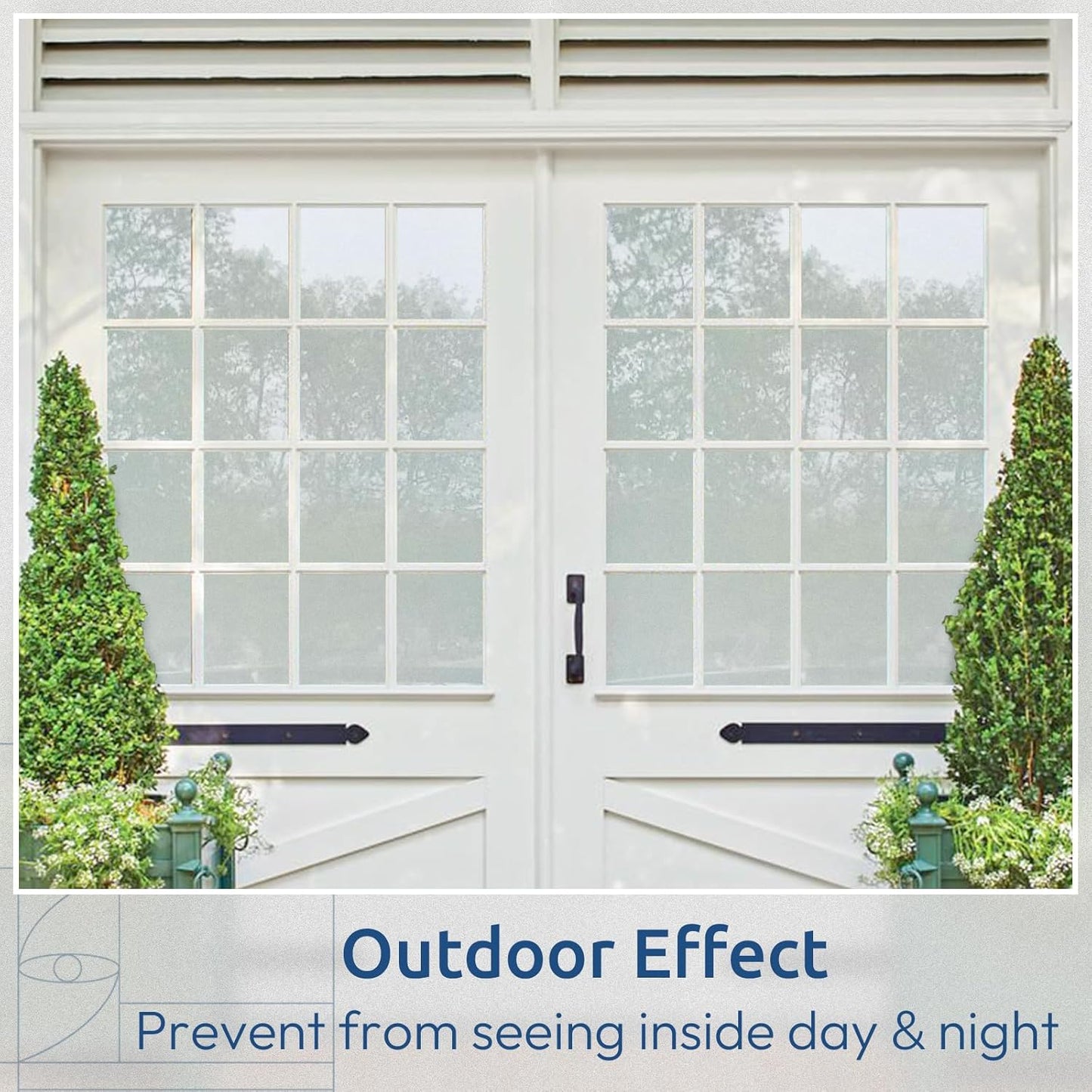 rabbitgoo Window Privacy Film, Non-Adhesive Frosted Glass Window Film for Bathroom, Static Cling Heat Blocking Stickers for Home Indoor Opaque Frosting Coverings House Tint, Matte White 11.8"x 78.7"