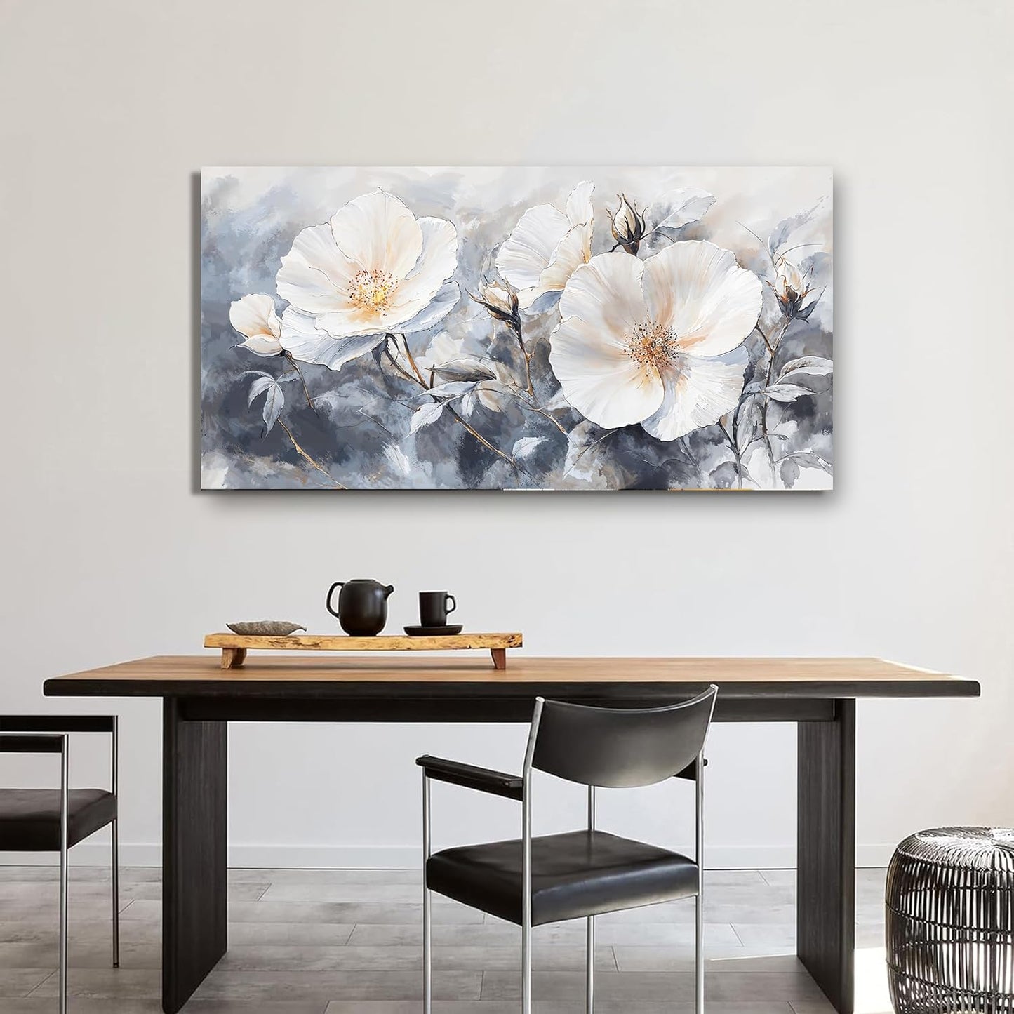 Canvas Wall Art Decor Black and White Wall Art Decorations Vintage Flower Wall Art Prints Wall Art Pictures for Living Room Canvas Art Wall Decor Artwork for Walls Bedroom Office Decor 20" X 40"