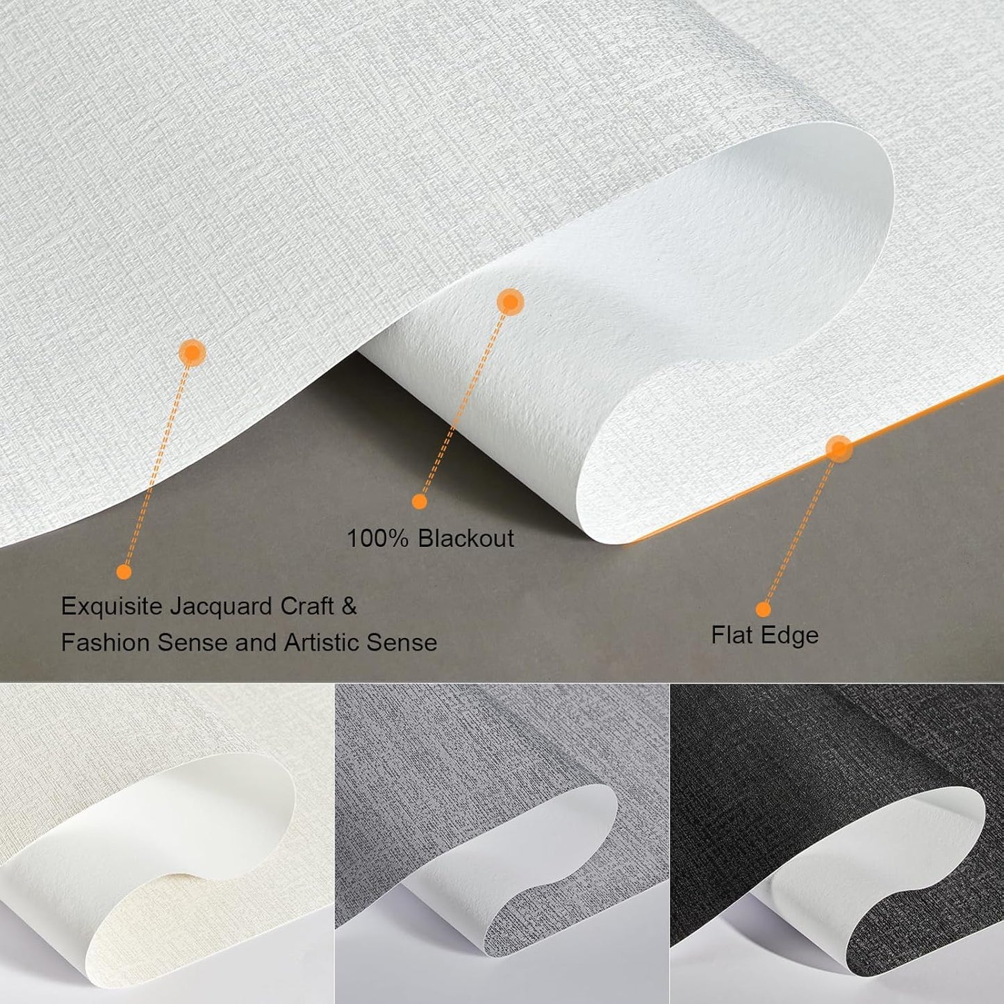 Persilux Blackout Roller Shades with Jacquard Fabric, Cordless Cordless Blinds Pull Down Shades for Home, Easy to Install for Door/Office, White(82" W x 56" H)