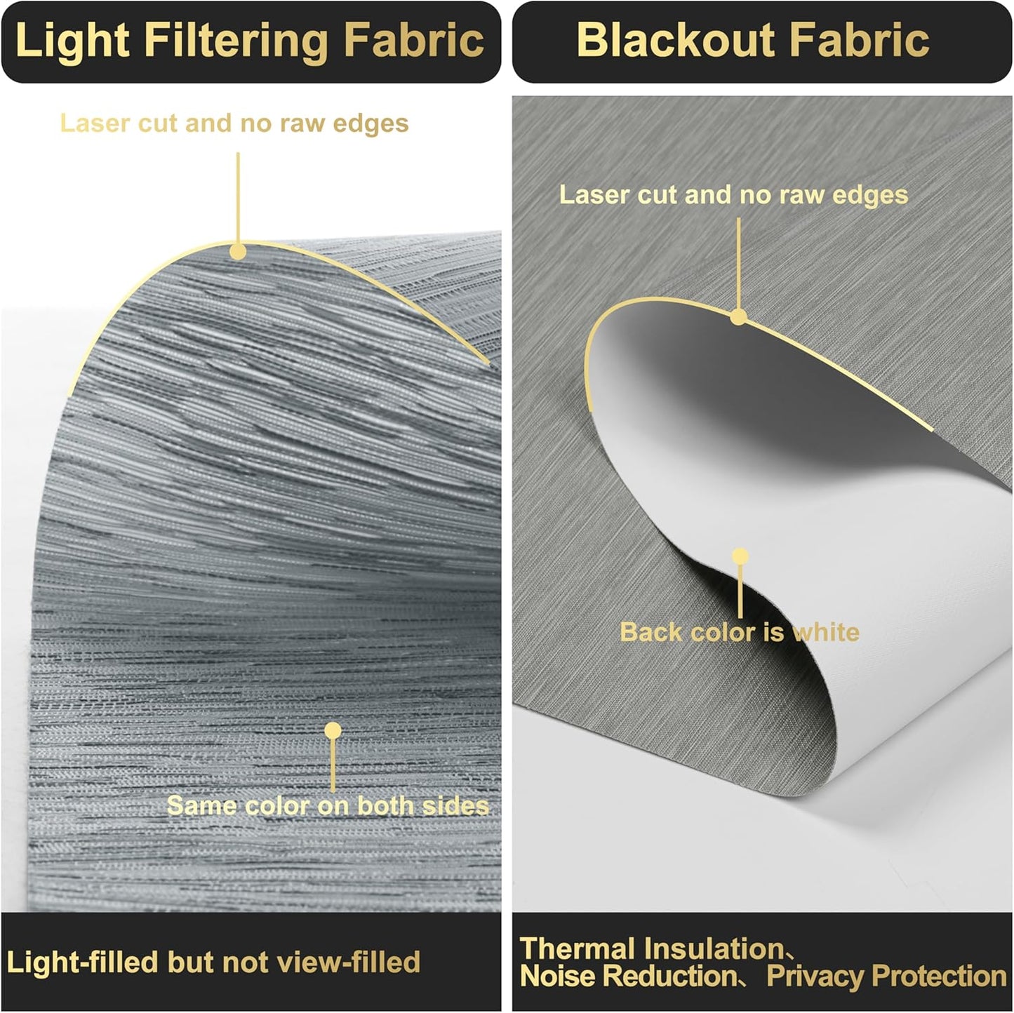 BERISSA Cordless Dual Roller Shades with Cassette Valance, Double Window Shades - Blackout and Light Filtering, Day and Night for Home Office Door. Striped Jacquard Grey. 58 W x 72" H
