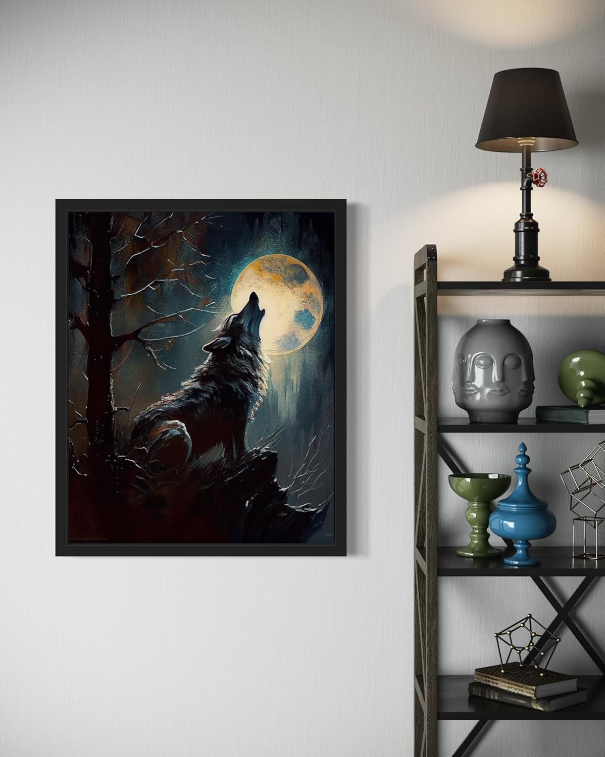 Wolf howling Poster Art Print, Halloween Scary Vintage Wall Art Academia Spooky Painting Decoration for Horror Prints, Gothic Posters Bedroom Decor 89 (Wolf howling, 8 x 10 inches, Unframed)