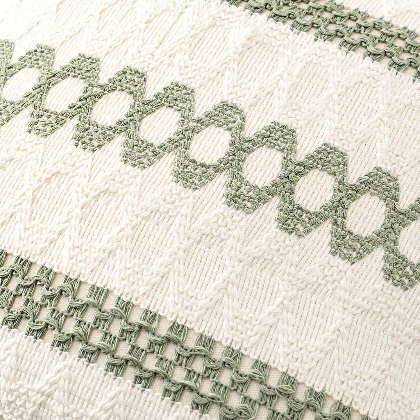 MIULEE Set of 2 Sage Green Boho Decorative Pillow Covers 24x24 Inch Farmhouse Rustic Couch Throw Pillows Modern Summer Cotton Cushion Covers Retro Cute Macrame Woven Home Decor for Bed Sofa Chair