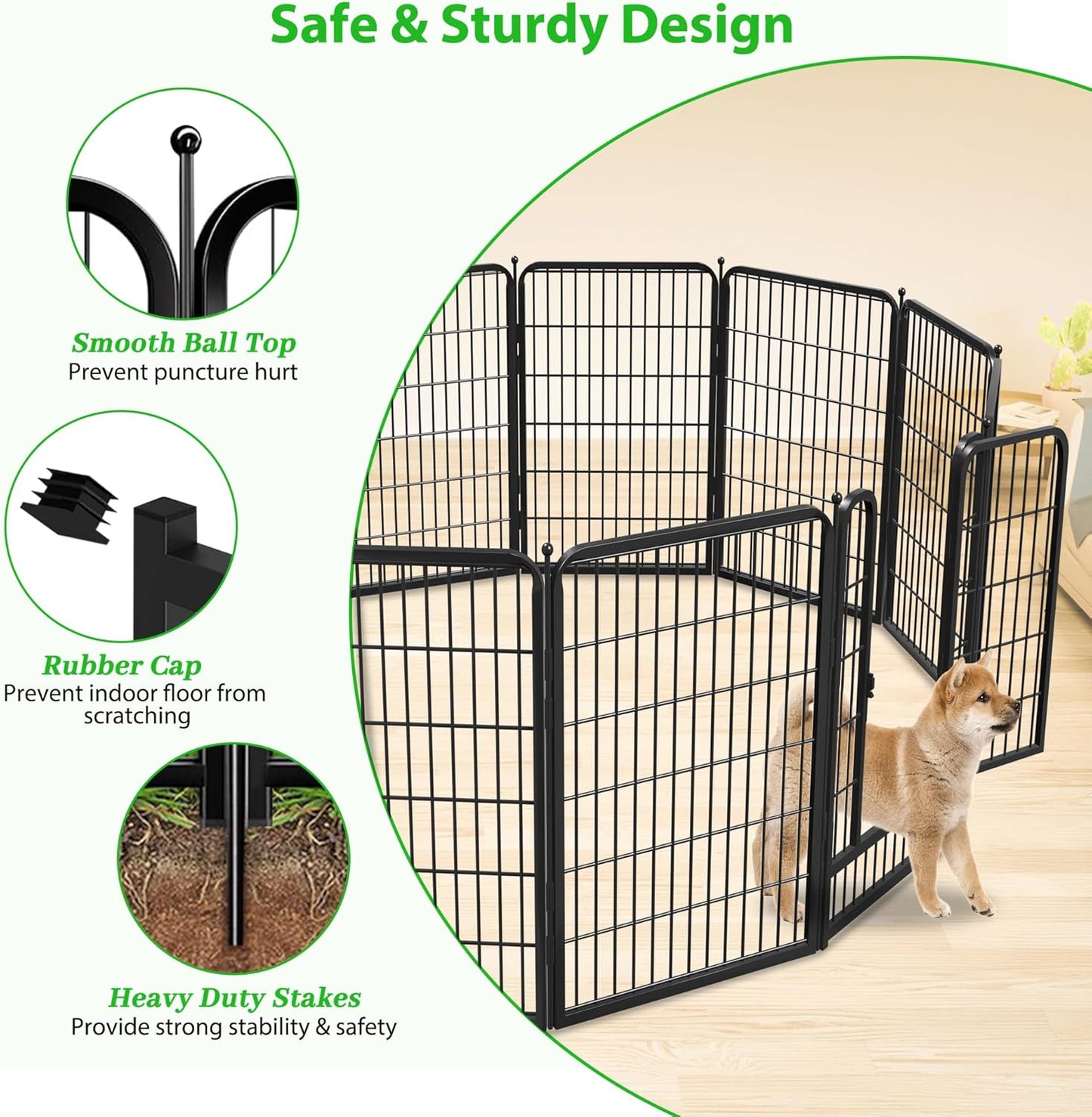 Decorative Black Metal Fencing Garden Fence with Gate, 23ft(L) 40in(H) 10 Fence Panels No Dig Fence Rustproof Animal Barrier Fence Temporary Dog Panels Fencing Outdoor