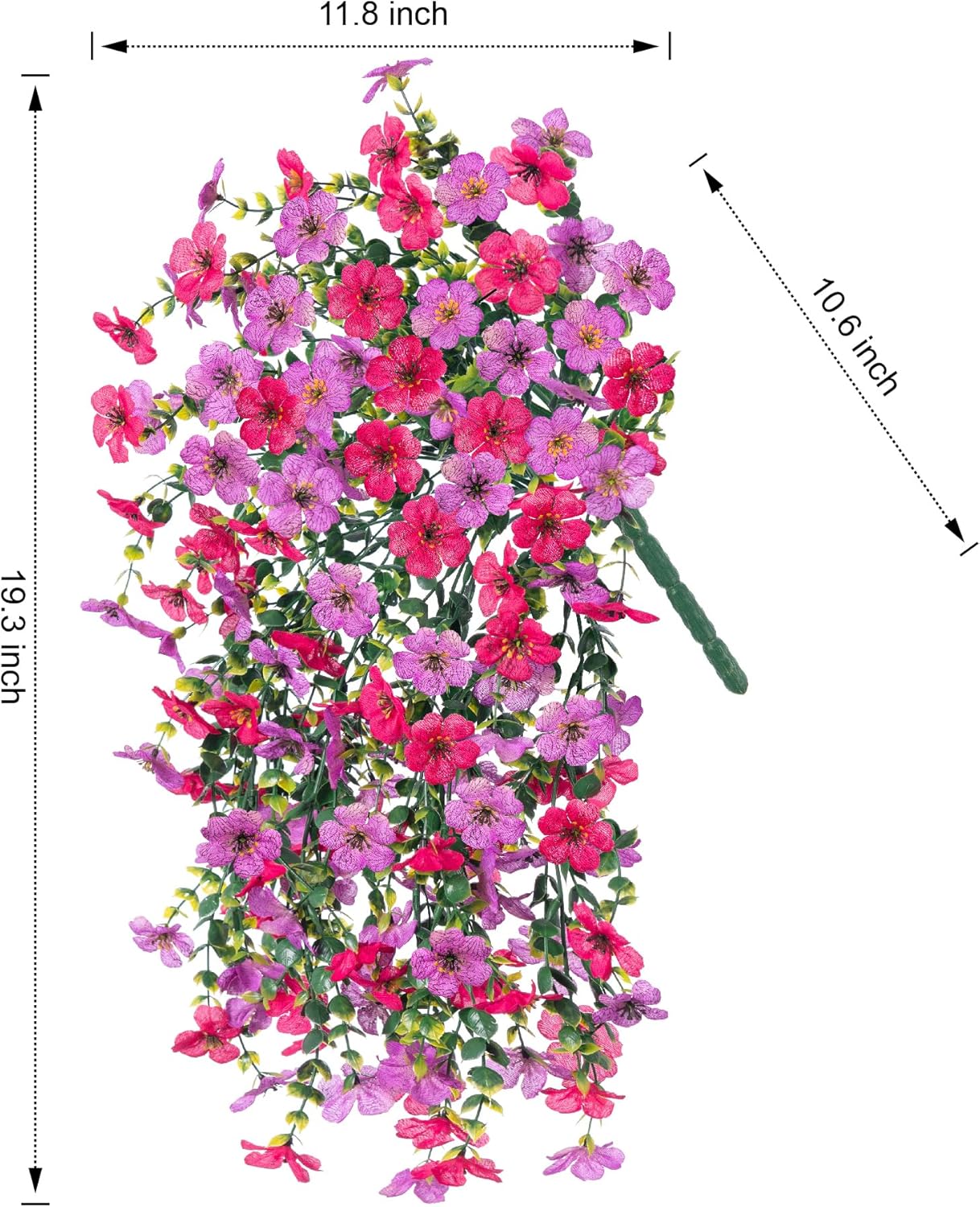 Artificial Faux Hanging Flowers Plants for Outdoor Decor, 2 PCS Outside Fake Silk Violets with Eucalyptus UV Resistant Realistic Daisy Trailing Vines for Planter Balcony Porch Patio Yard, Purplepink