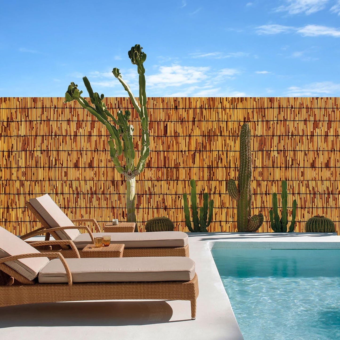 Bamboo Fence,Reed Fencing 4Feet High Bamboo Privacy Screen Outdoor for Patio, Reed Screen for Privacy Garden Backyard Balcony,4x10FT