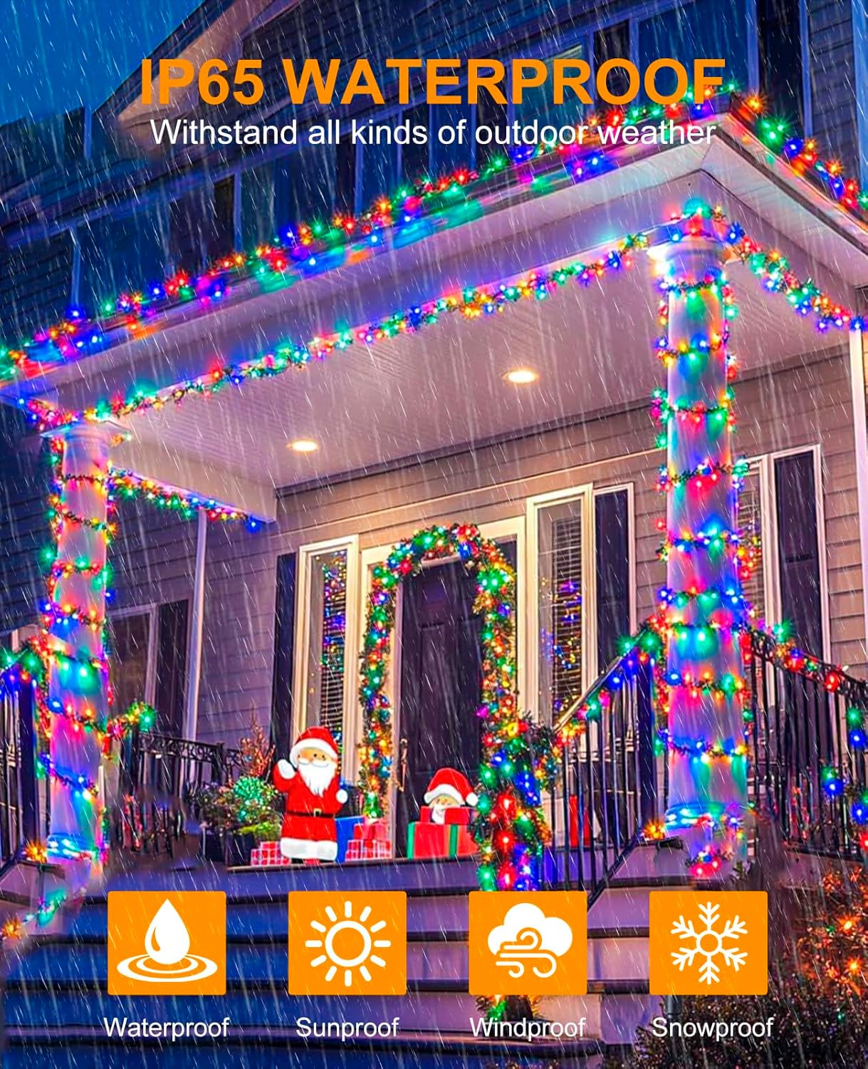 Christmas Lights Outdoor, 157FT 480 LED Plug in Christmas Tree Lights Waterproof, 8 Modes Fairy String Light for Indoor Bedroom Garden Patio Porch Xmas Party Holiday Decorations, Multicolor