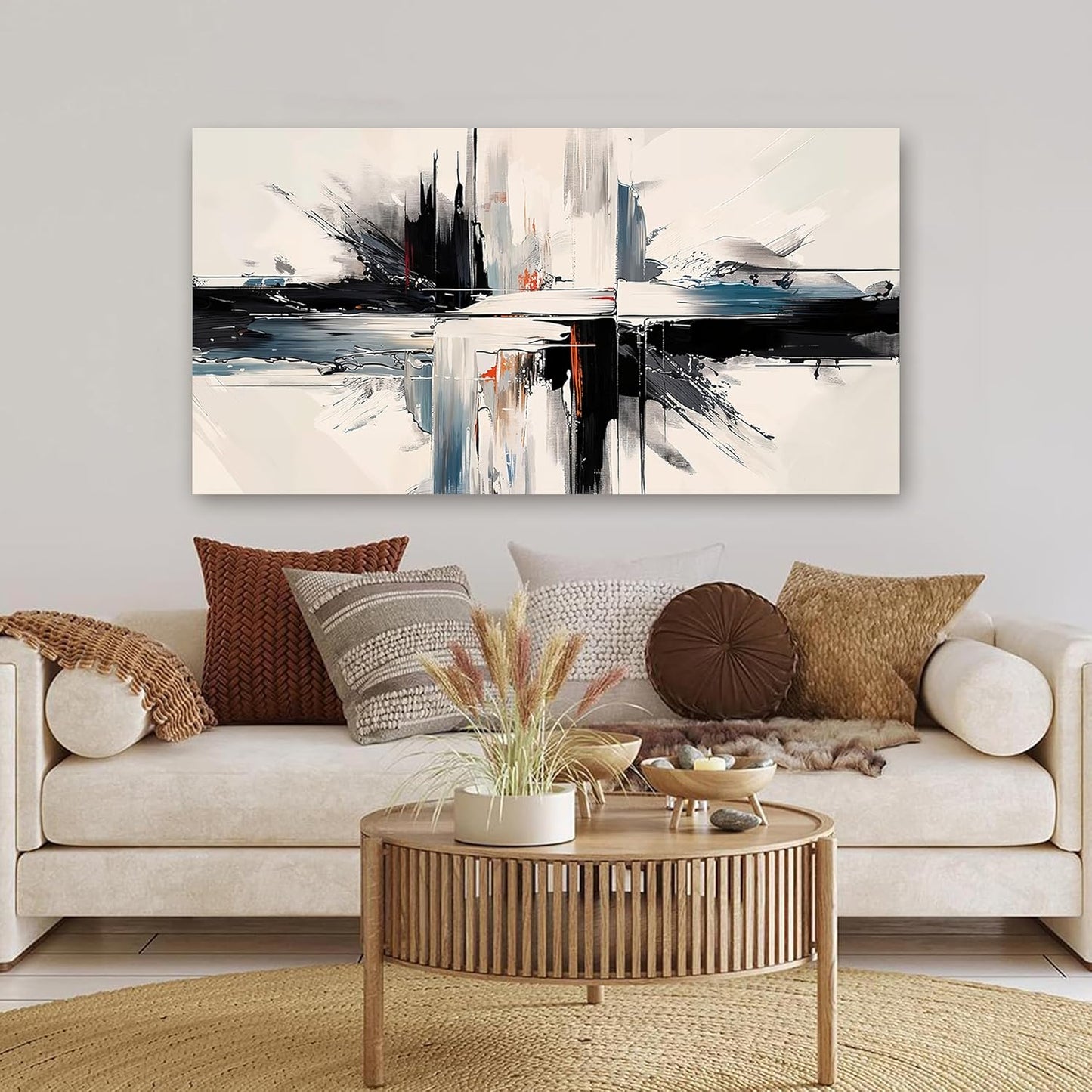 Abstract Wall Art Decorations Modern Large Wall Art for Living Room Abstract Canvas Art Wall Decor Minimalist Black and White Wall Art Prints Artwork for Walls Bedroom Office Home Decor 24" X 48"