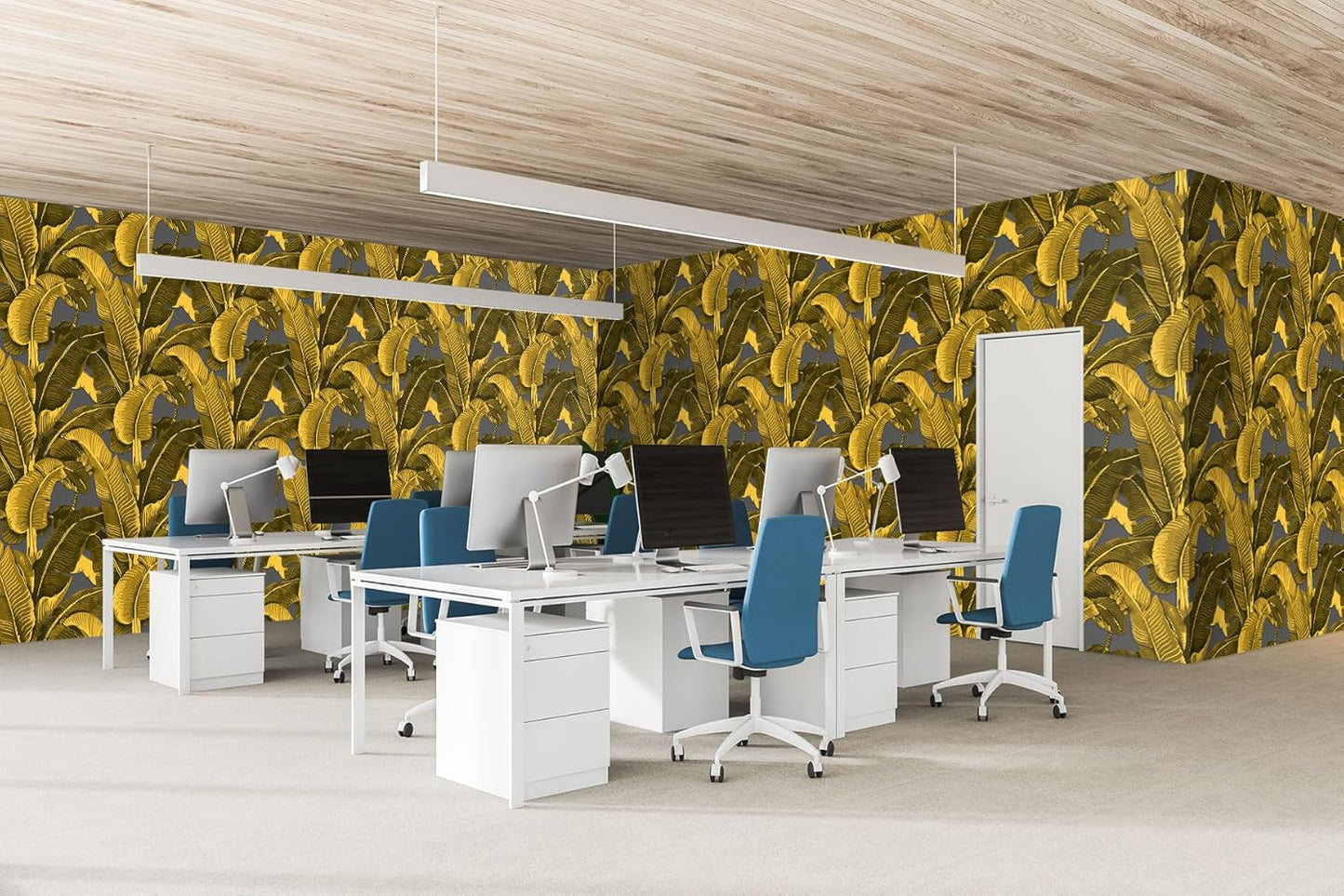 Vintage Gold Banana Leaf Bathroom wallpeper Living Room Bedroom Tropical Plant Wall Mural - 274"x96" (Not Peel and Stick)