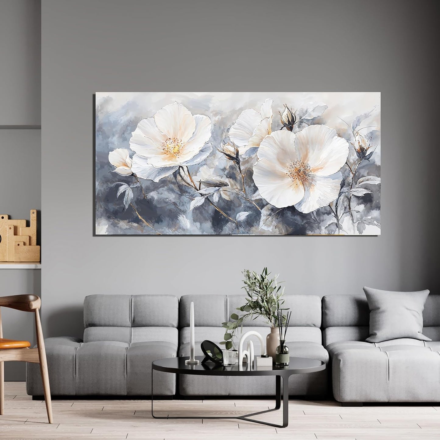 Canvas Wall Art Decor Large Black and White Wall Art Decorations Vintage Flower Wall Art Prints Wall Art Pictures for Living Room Canvas Art Wall Decor Artwork for Walls Home Office Decor 24" X 48"