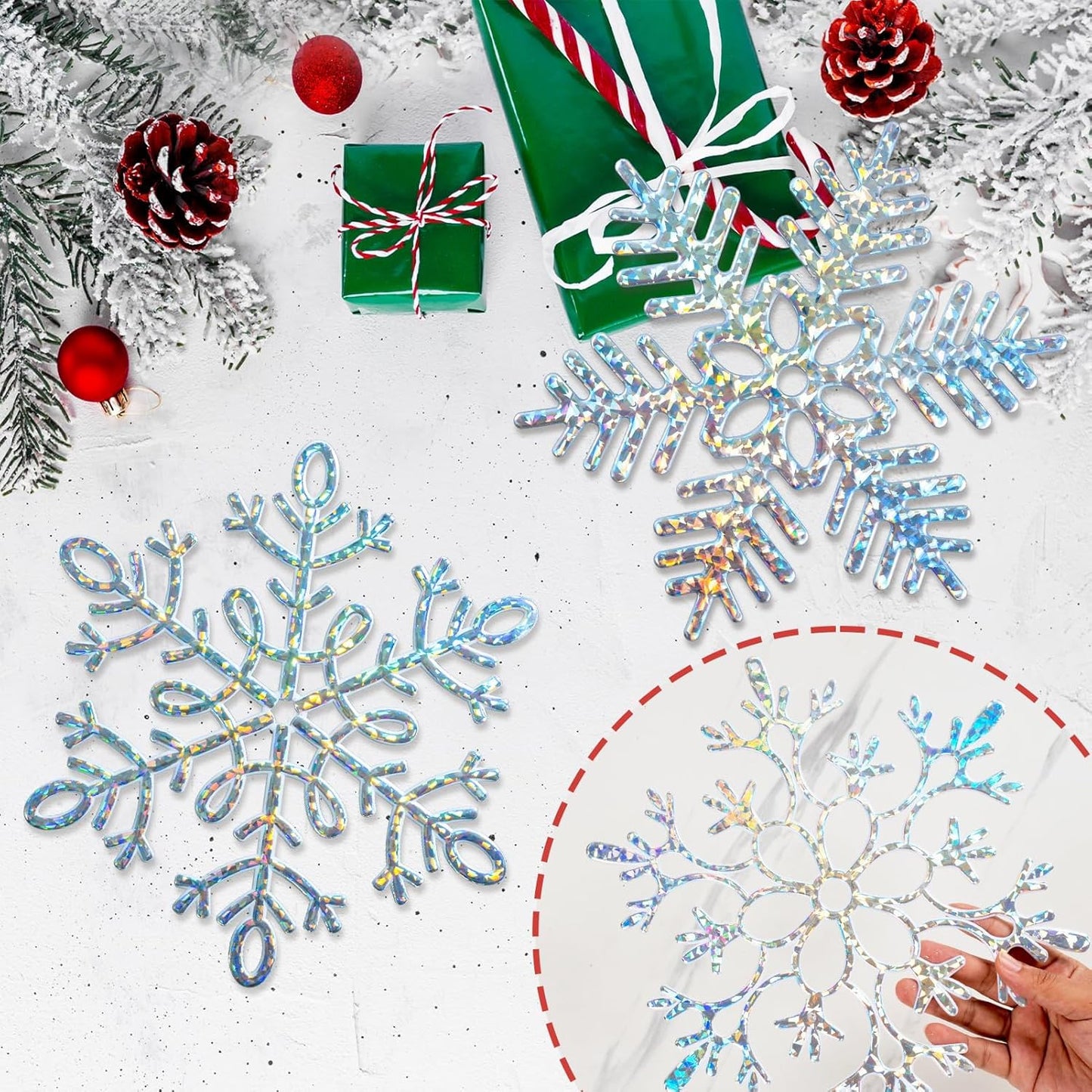 Winter Wonderland Frozen Birthday Party Decoration Large Snowflake Ornament Clearance- 6pcs 11.8”Large Iridescent Hanging Snowflakes Christmas Ornaments for Christmas Tree Outdoor Xmas Decor Supplies