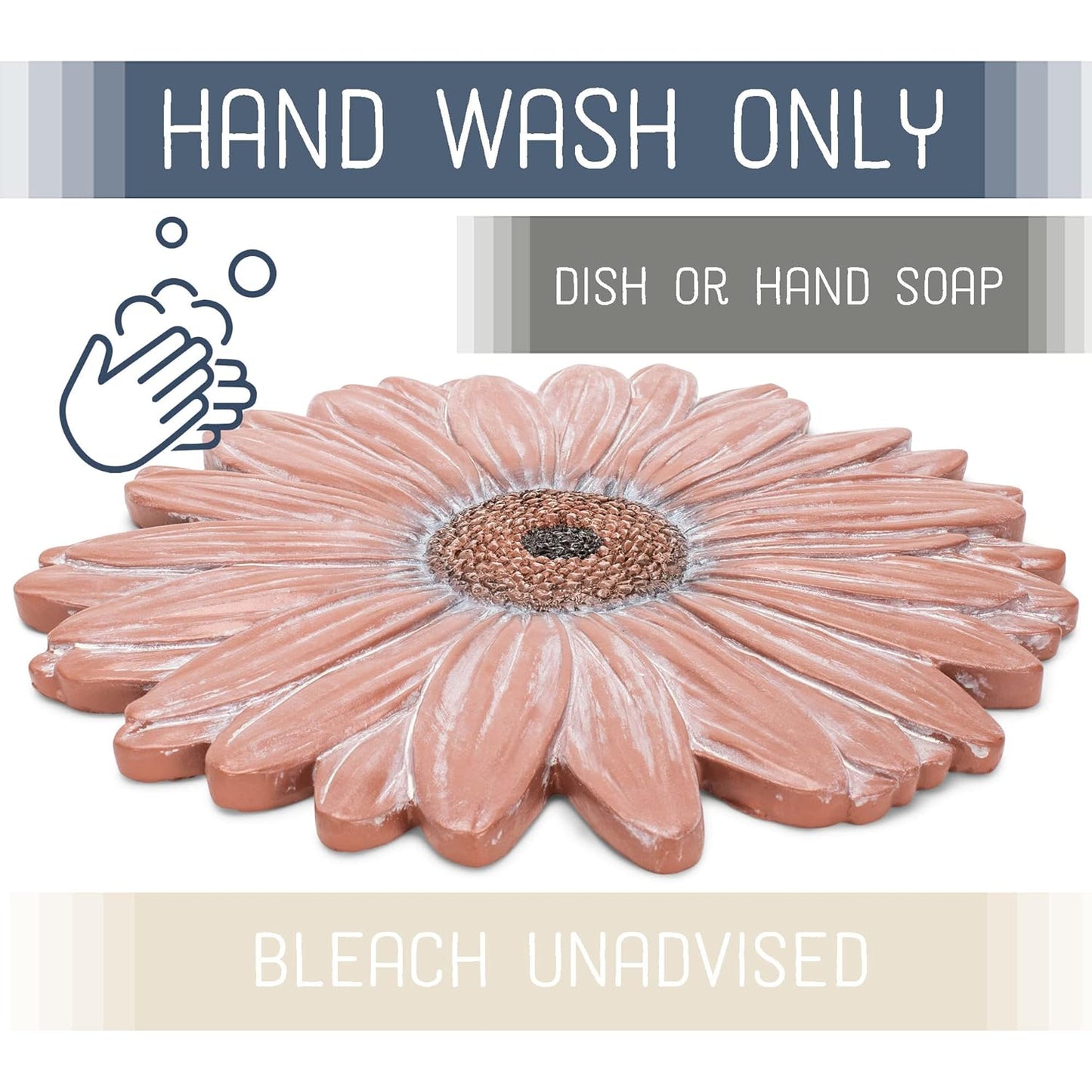 NAT & Jules Gerbera Daisy Flower Shaped Dimensional Indoor Outdoor 12 inch Cast Resin Decorative Garden Stepping Stone, Patio, Walkway Sculpture Yard Art, Terracotta