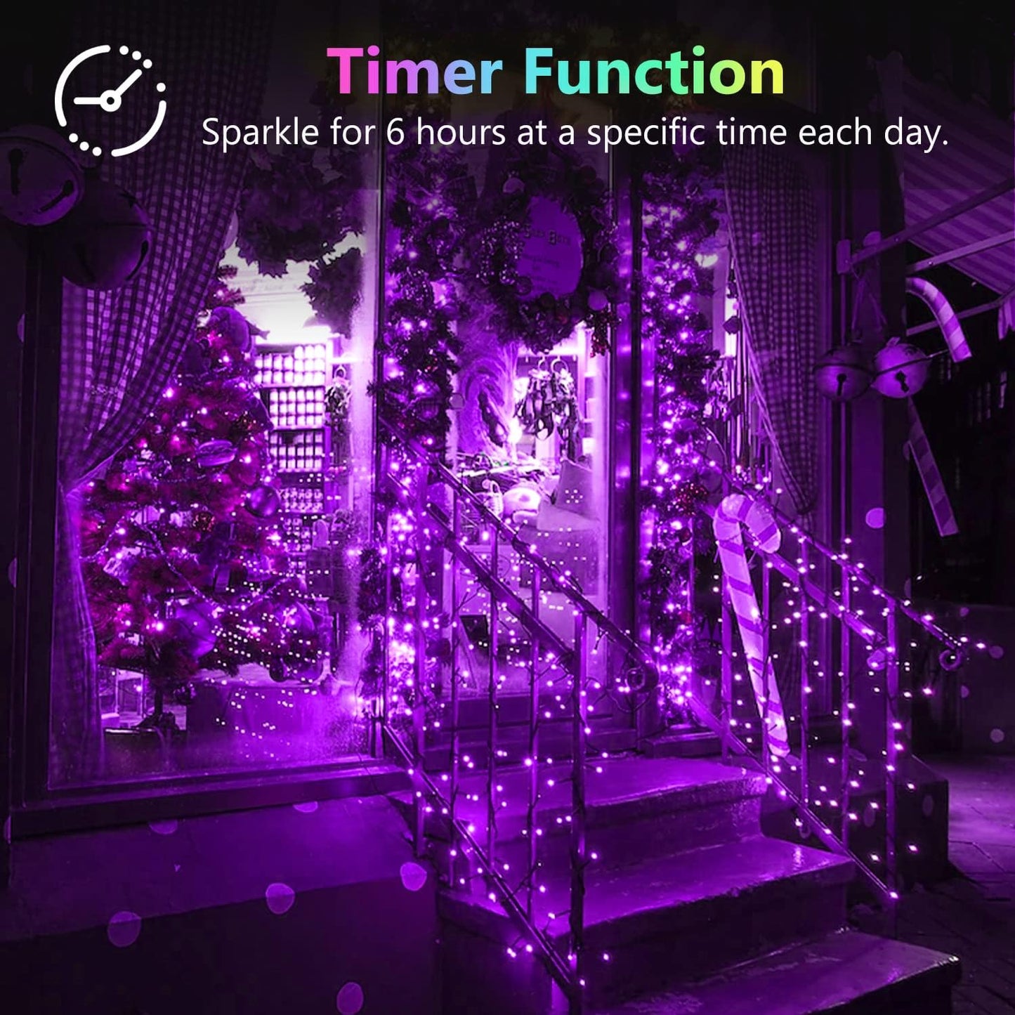 4 Pack 20FT 60LED Halloween Battery Operated Fairy Lights with Timer, Waterproof Battery String Lights Outdoor Indoor, Battery Twinkle Lights for Bedroom Wedding Birthday Party Halloween (Purple)