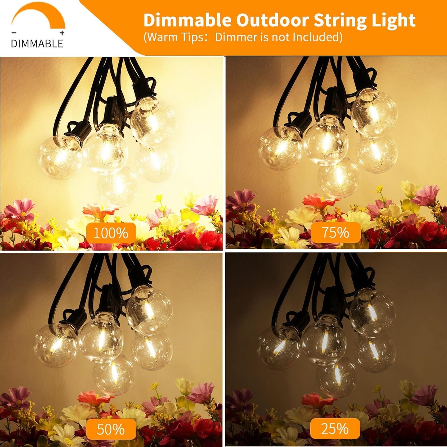 Svater Outdoor String Lights 200 FT, Patio Lights with 104 Shatterproof LED Bulbs, Commercial Grade Waterproof Plastic Hanging Light for Bistro Backyard Cafe Market, Warm White 2700K (2 X 100 FT)