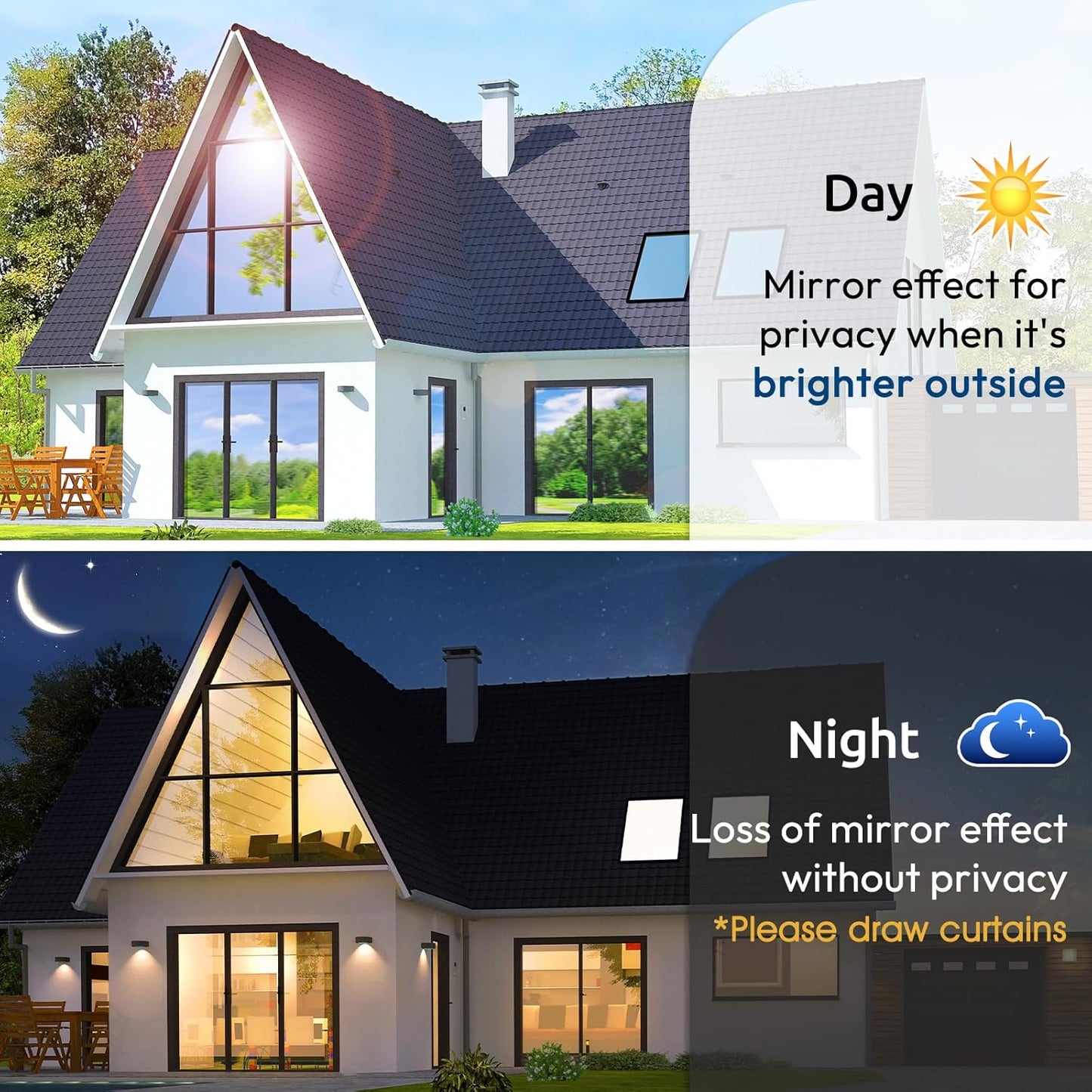 rabbitgoo Window Privacy Film One Way Window Tint for Home, Removable Reflective Heat Sun Blocking Anti UV Glass Door Covering, Mirror Tinting Film House Office, 35.4 in X 6.5 Feet, Brown Silver