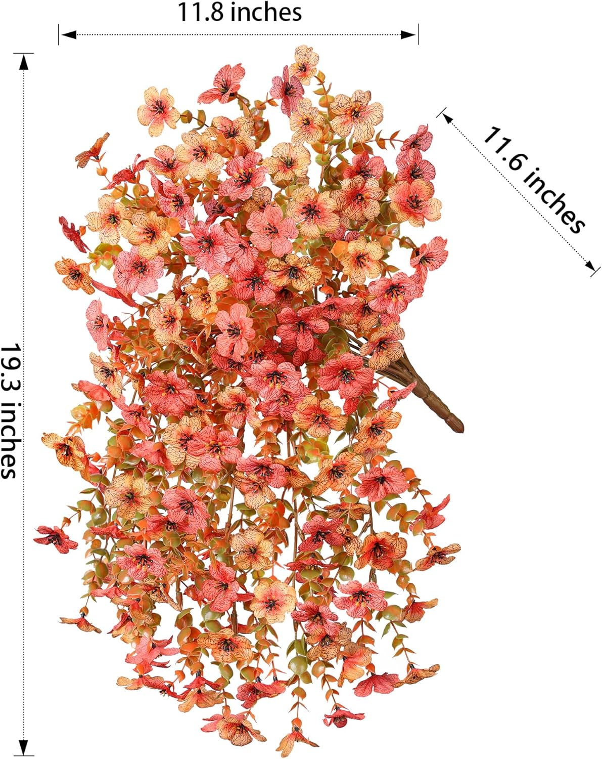 INSPRING Artificial Mums for Outdoors Decoration Fall Fake Flowers for Outside Decor, 2Pcs Silk Daisy with Eucalyptus UV Resistant Realistic Vines for Front Door Yard Patio Porch Planter Home