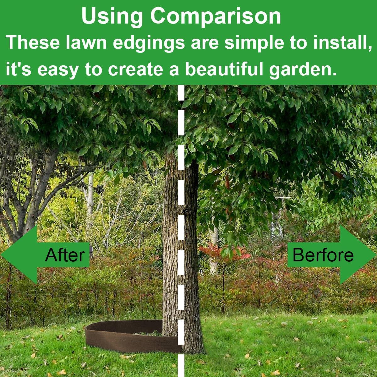 Landscape Edging,33ft x 4inch Tall Plastic Garden Edging Border with 30 Spikes,Lawn Edging for Landscaping Flower Bed,Yard,Patio-Coffee