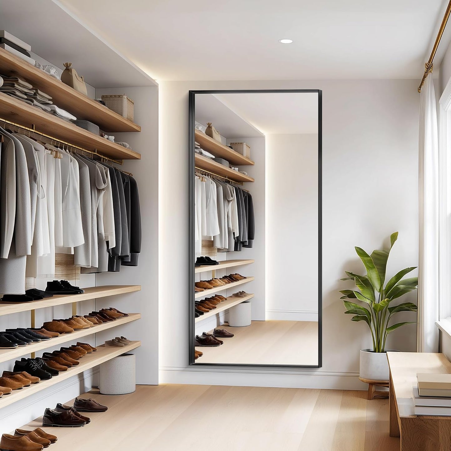 Black Bathroom Mirror, 72x36 Inch Rectangular Deep Frame Mirror, Large Wall Mounted Bathroom Vanity Mirror Over Sink for Bedroom,Restroom, Living Room, Hangs Vertically or Horizontally