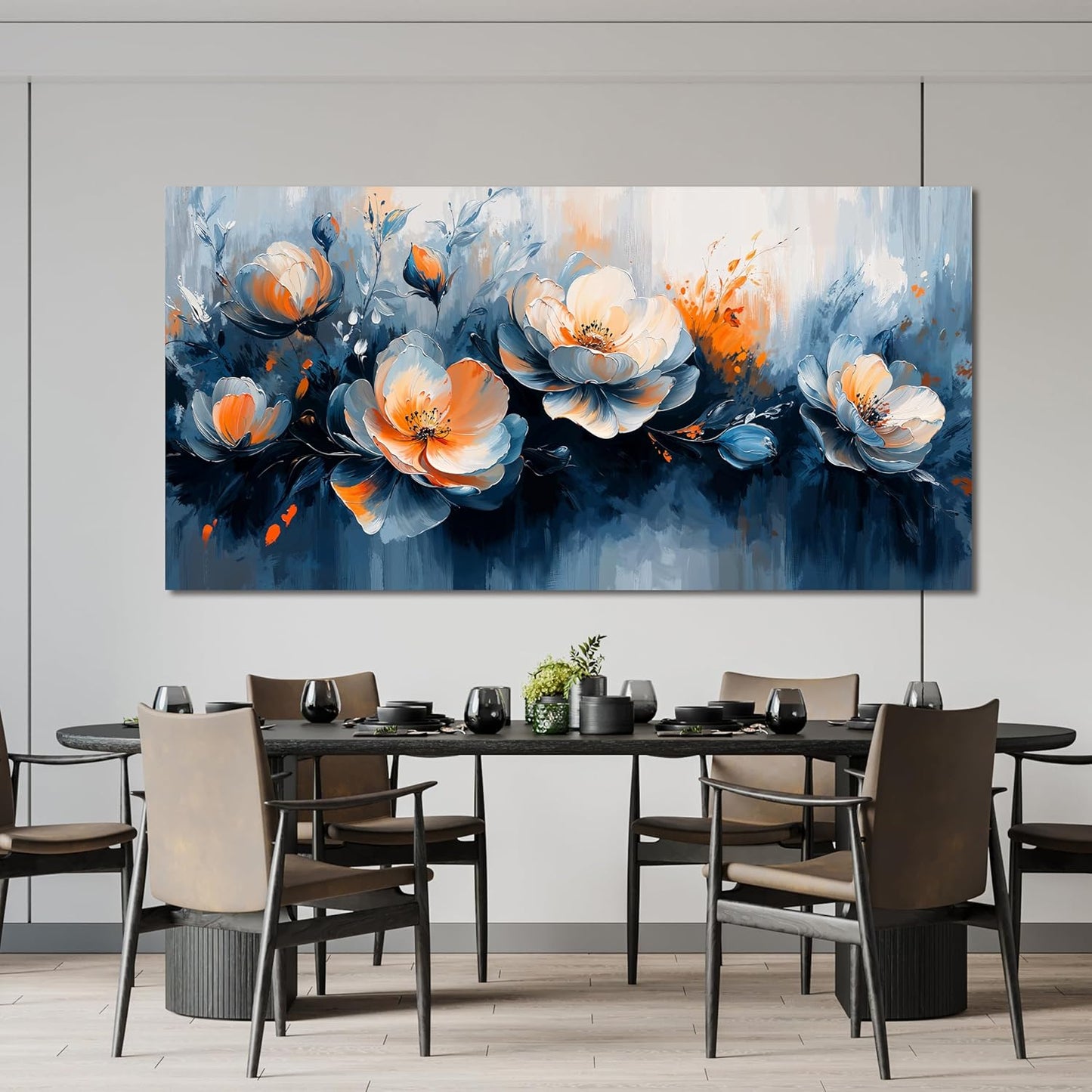 KUPTEU Canvas Wall Art Decor Wall Art Pictures for Living Room Artwork for Walls Large White Flowers Wall Art Prints Canvas Art Wall Decor Vintage Botanical Wall Art Bedroom Home Decor 24" X 48"