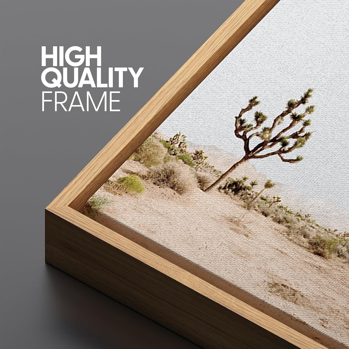 MUDECOR Extra Large Framed Canvas Print Wall Art Desert Solitude Joshua Tree Landscape Antique Retro Fine Art Illustrations Decorative Colorful for Bedroom - 60"x30"